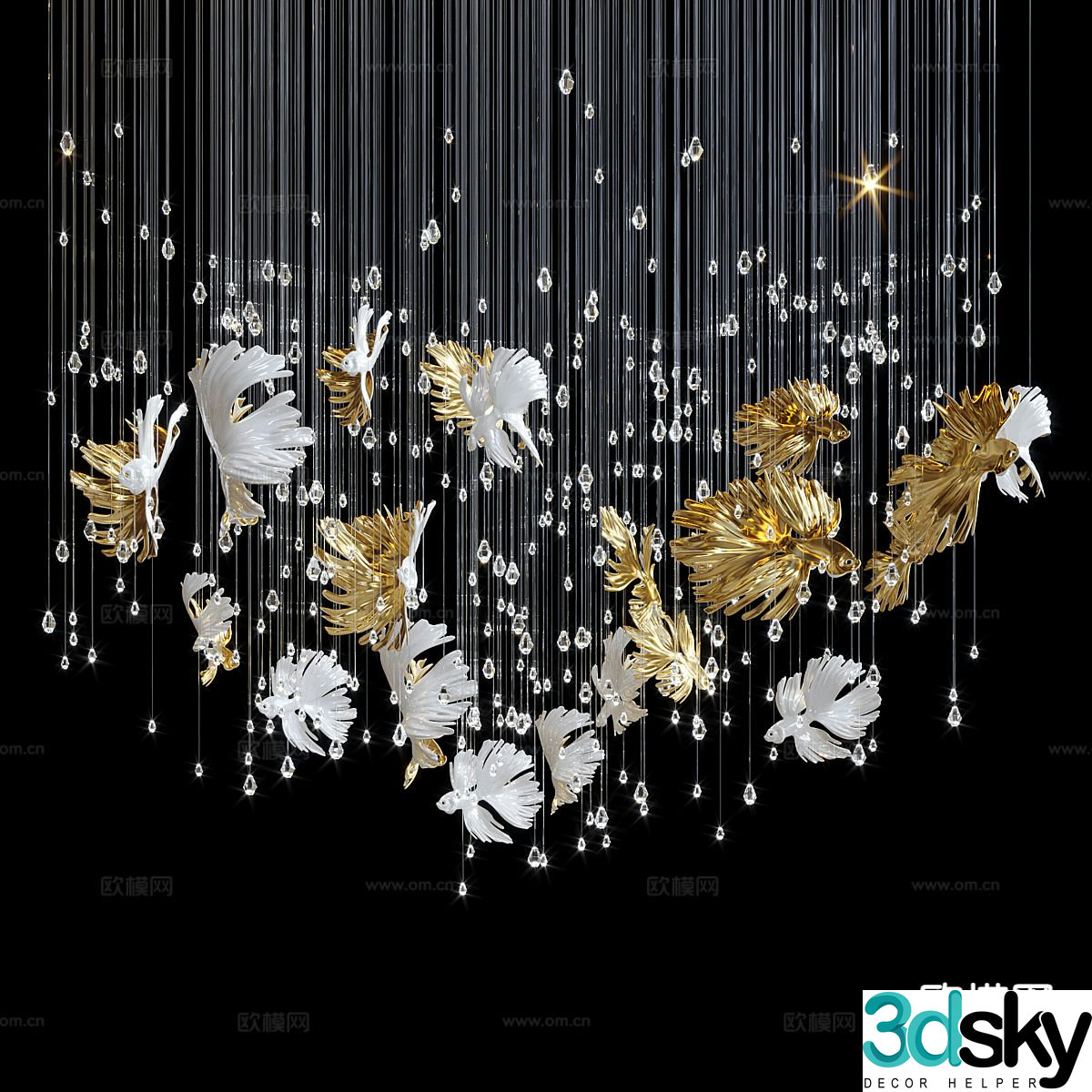 Light luxury style chandelier crystal chandelier 3d model
