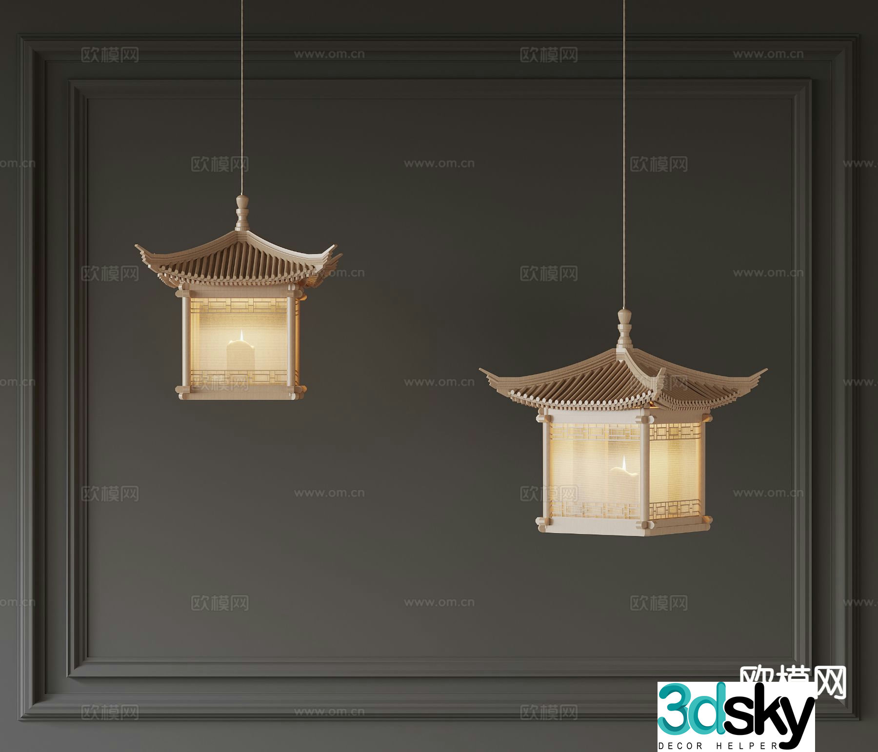 New Chinese Chandelier Tower Chandelier 3D Model