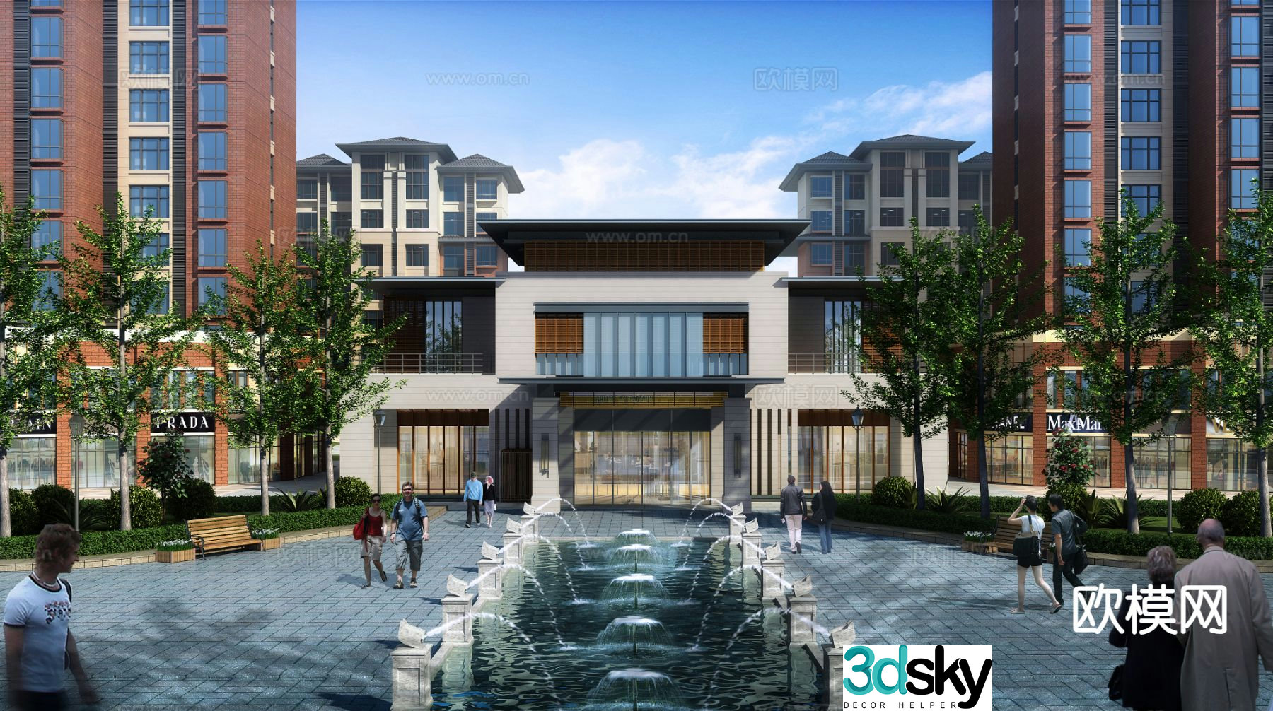 Community landscape residential landscape 3d model