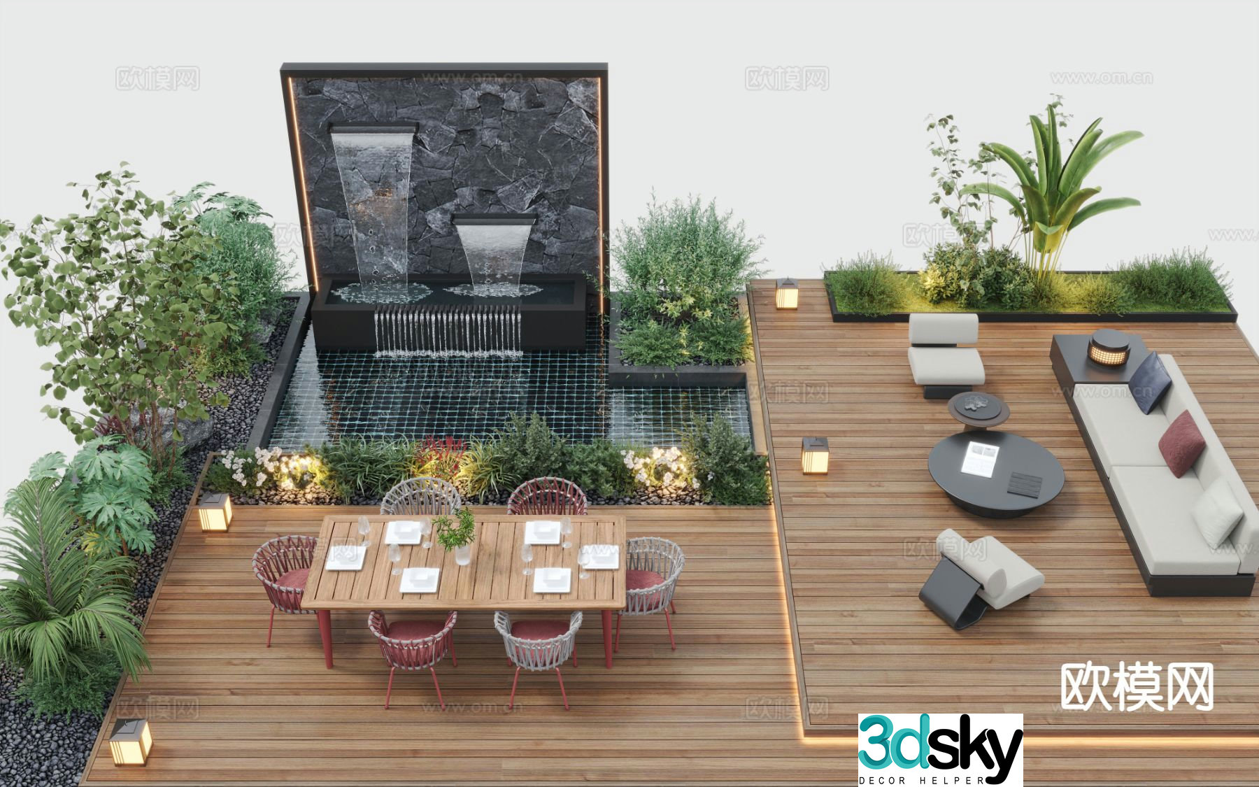 Courtyard landscape garden 3d model