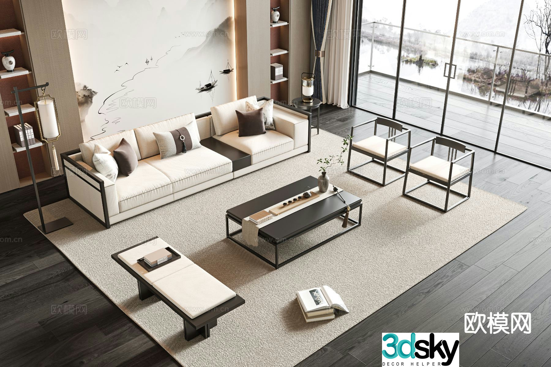 New Chinese style sofa set 3d model
