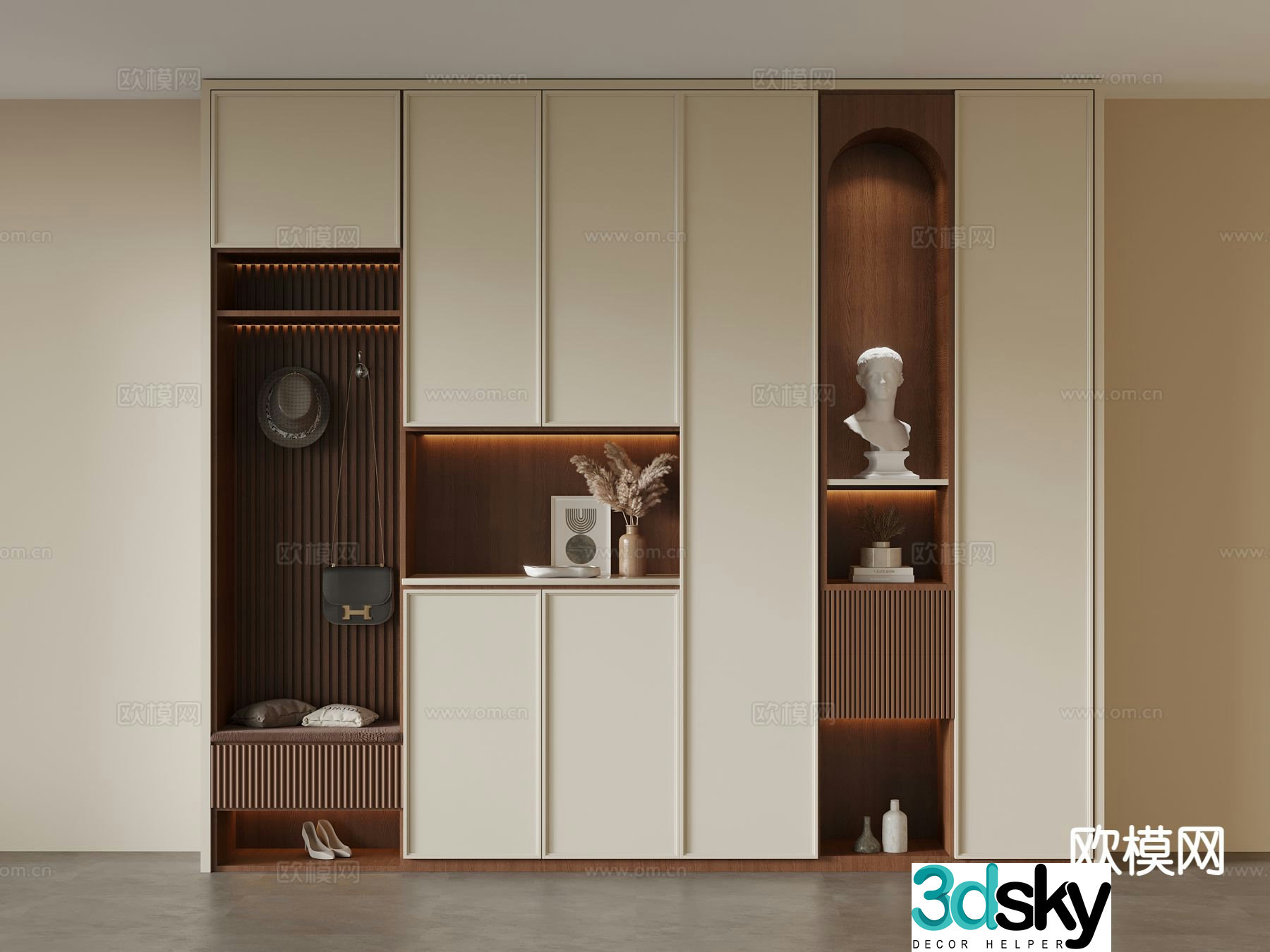 Medieval style shoe cabinet 3D model