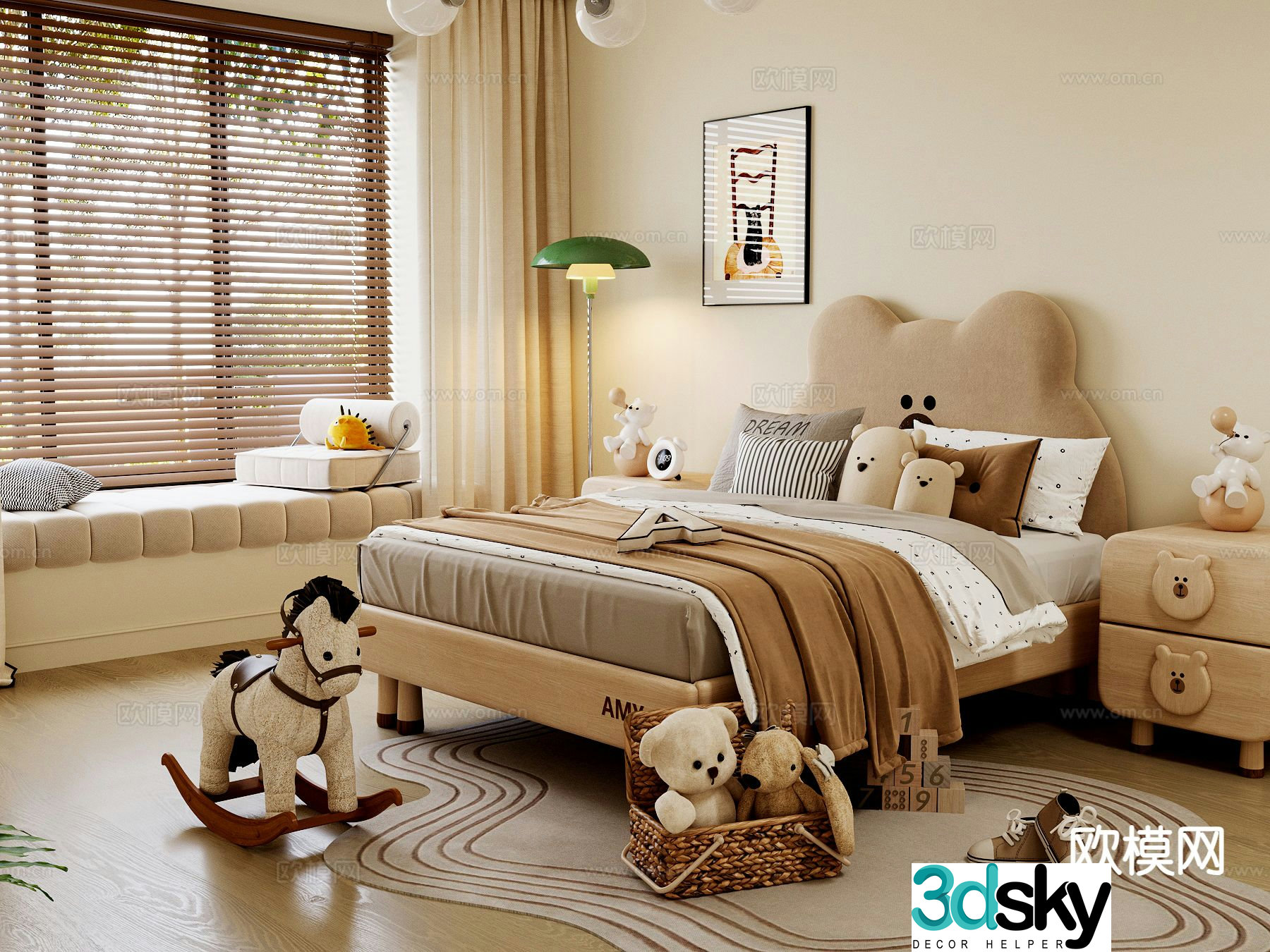 Nordic children’s bed 3d model