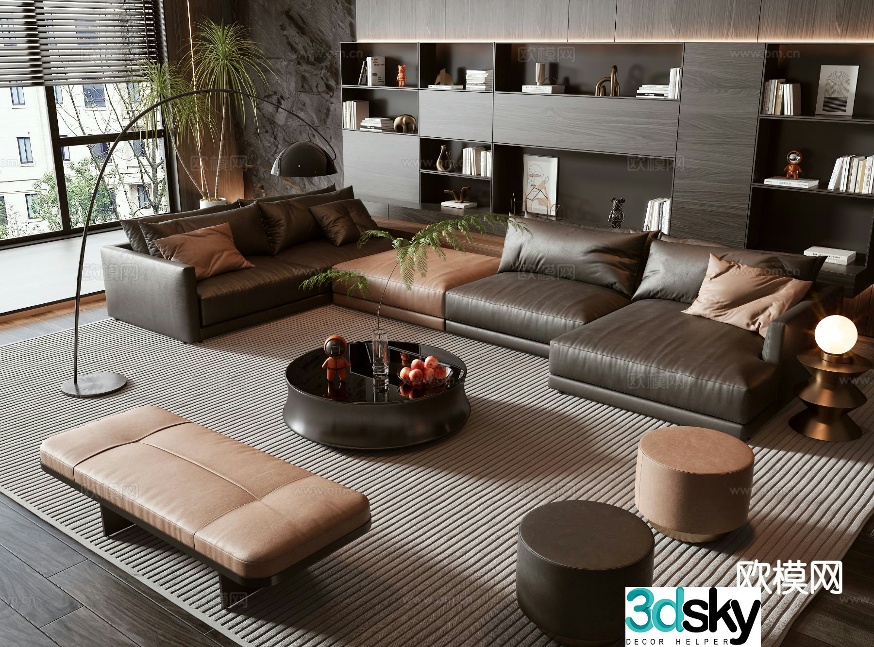 Italian corner sofa modular sofa 3d model