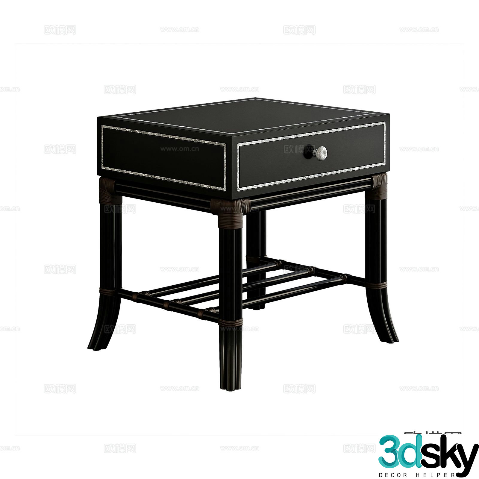 American bedside table 3d model