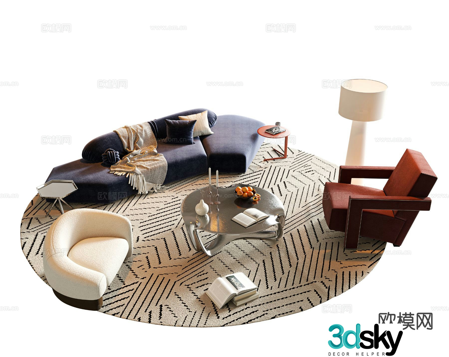Italian sofa combination 3d model