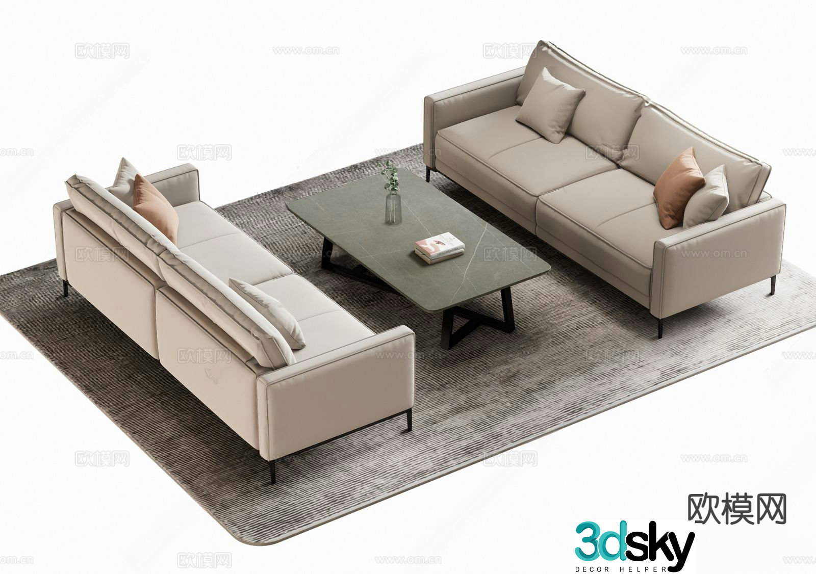 Modern negotiation tables and chairs office sofa 3d model
