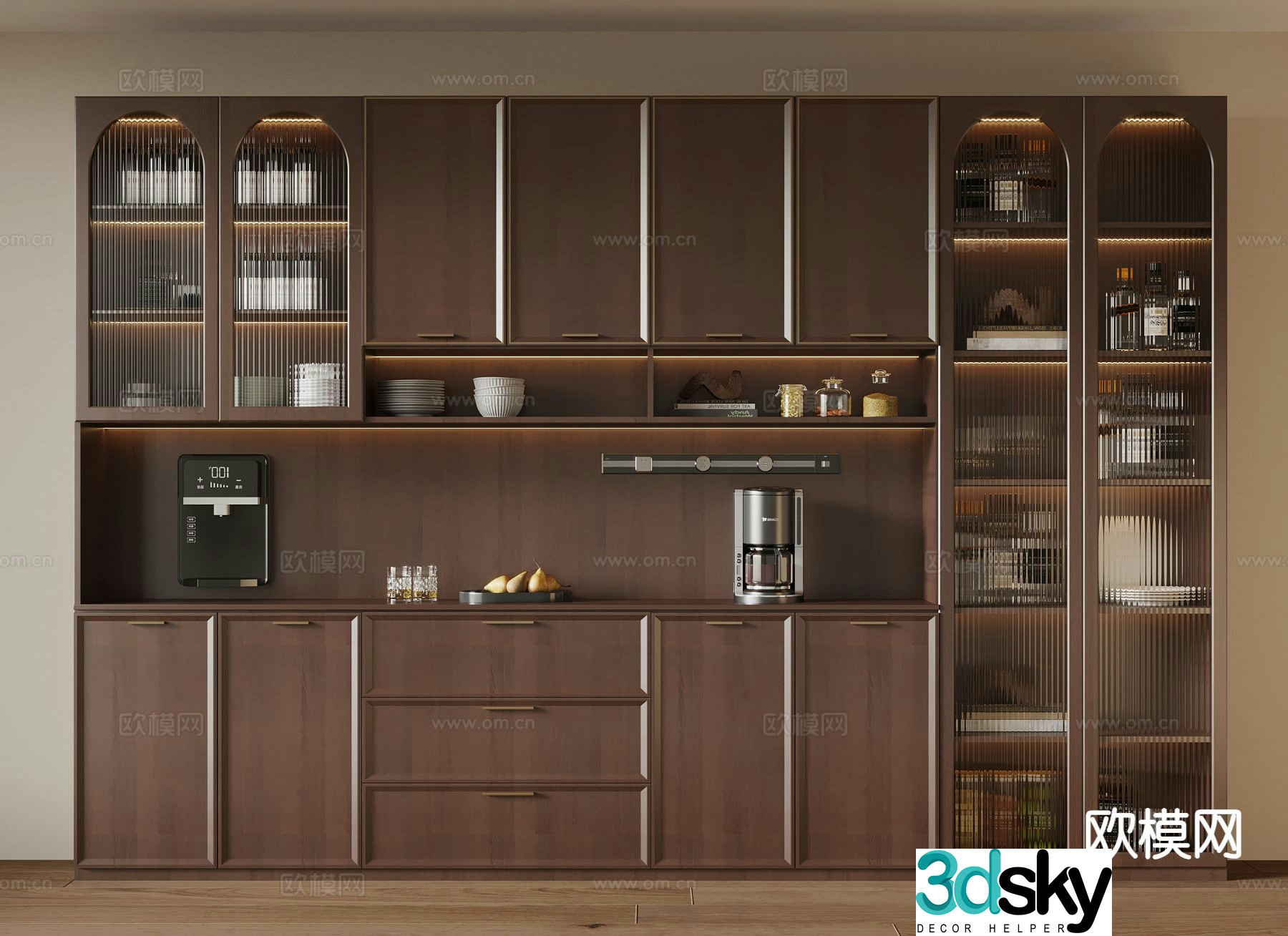 Medieval style wine cabinet and sideboard 3D model
