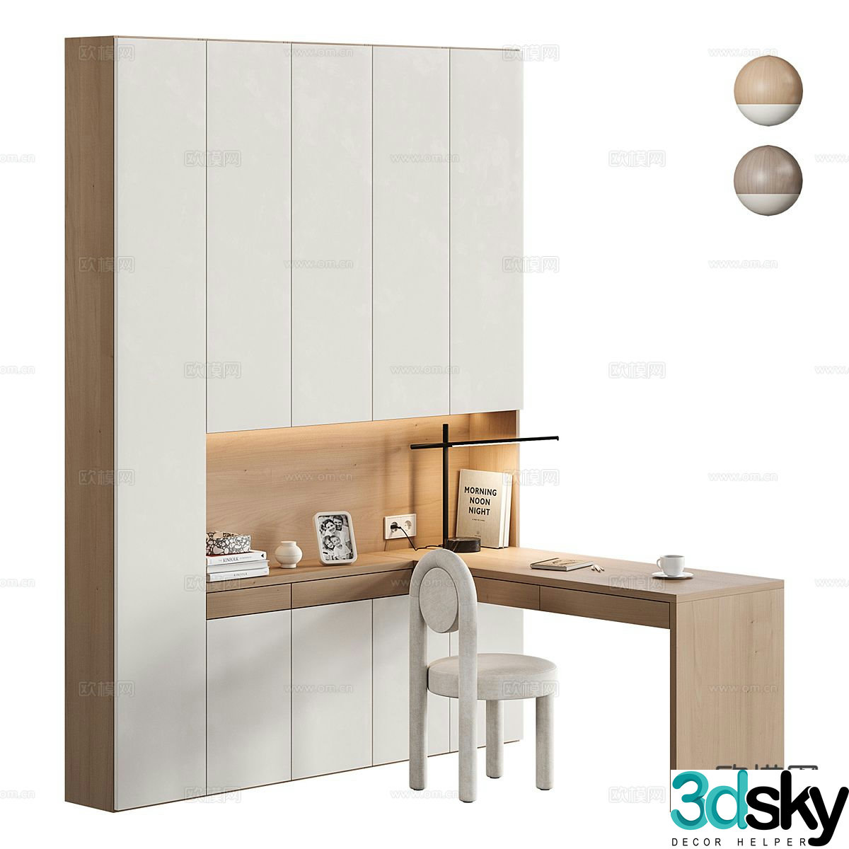 Modern desk chair corner desk 3d model