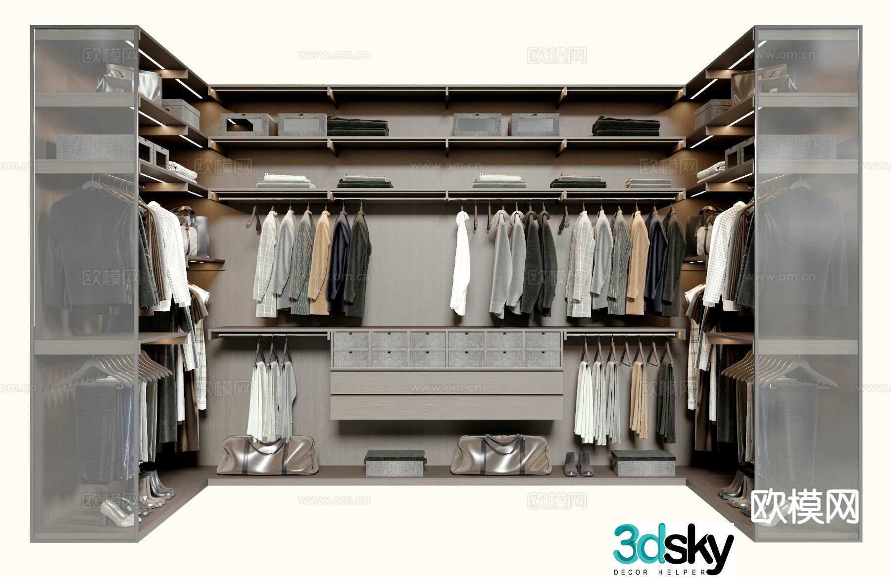 Modern doorless wardrobe 3d model