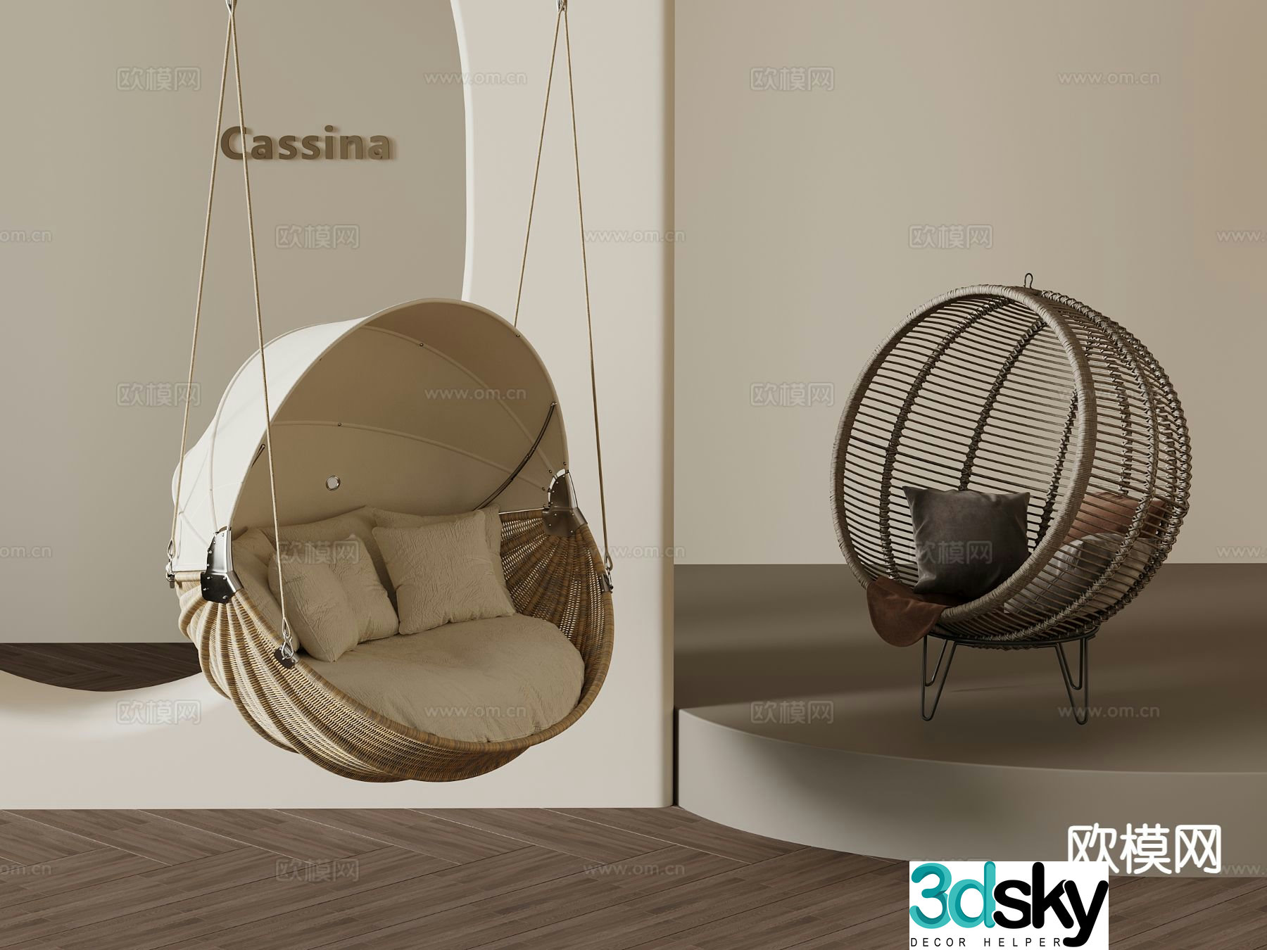 Modern swing chair hanging chair 3d model