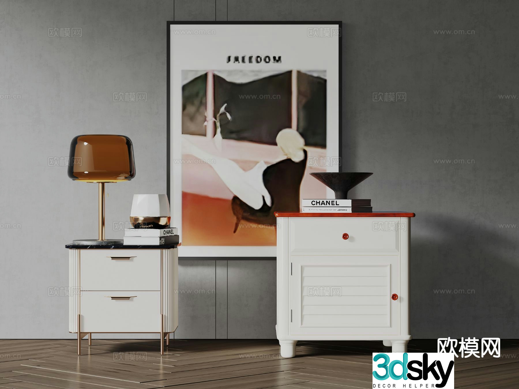 Modern bedside table 3d model