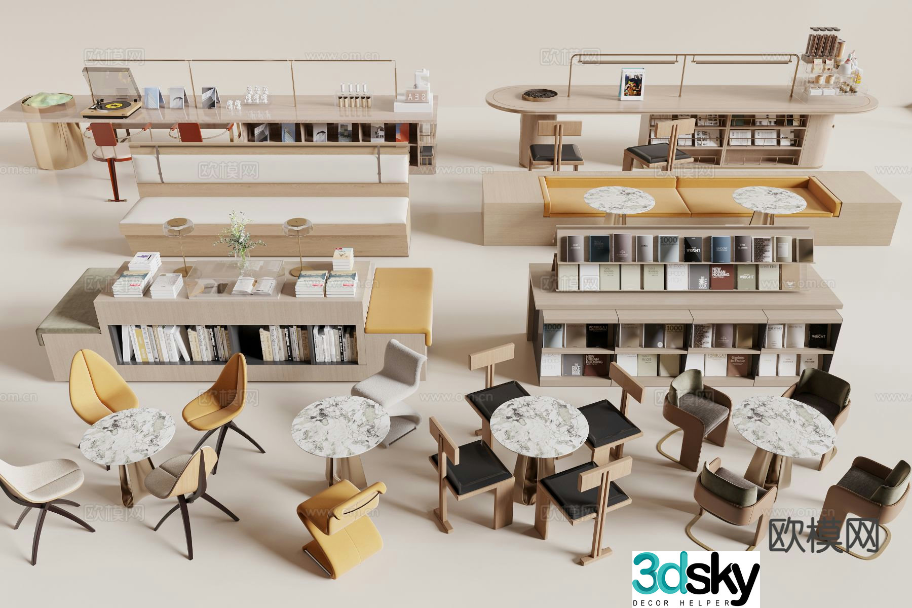 Leisure tables and chairs Negotiation tables and chairs Card seat sofa 3D model