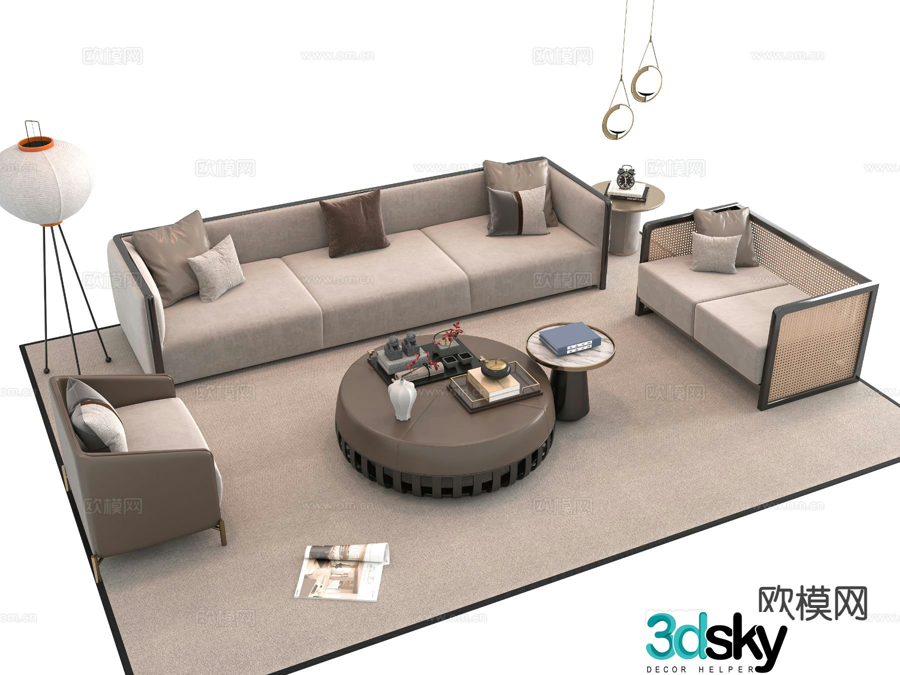 New Chinese style modular sofa 3d model