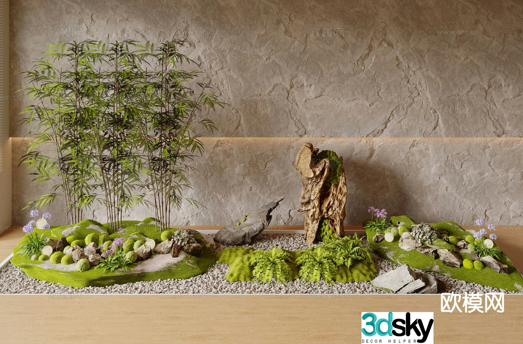 Modern plant heap moss micro terrain 3d model