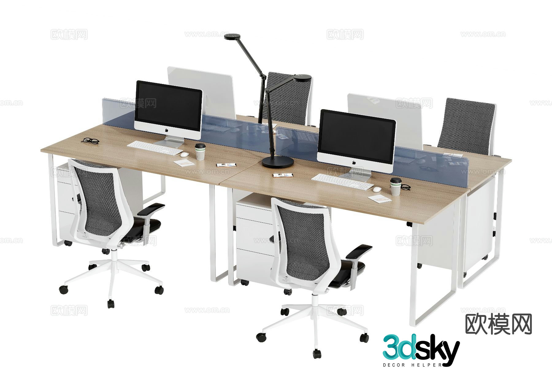 Card space office desk and chair work station 3D model