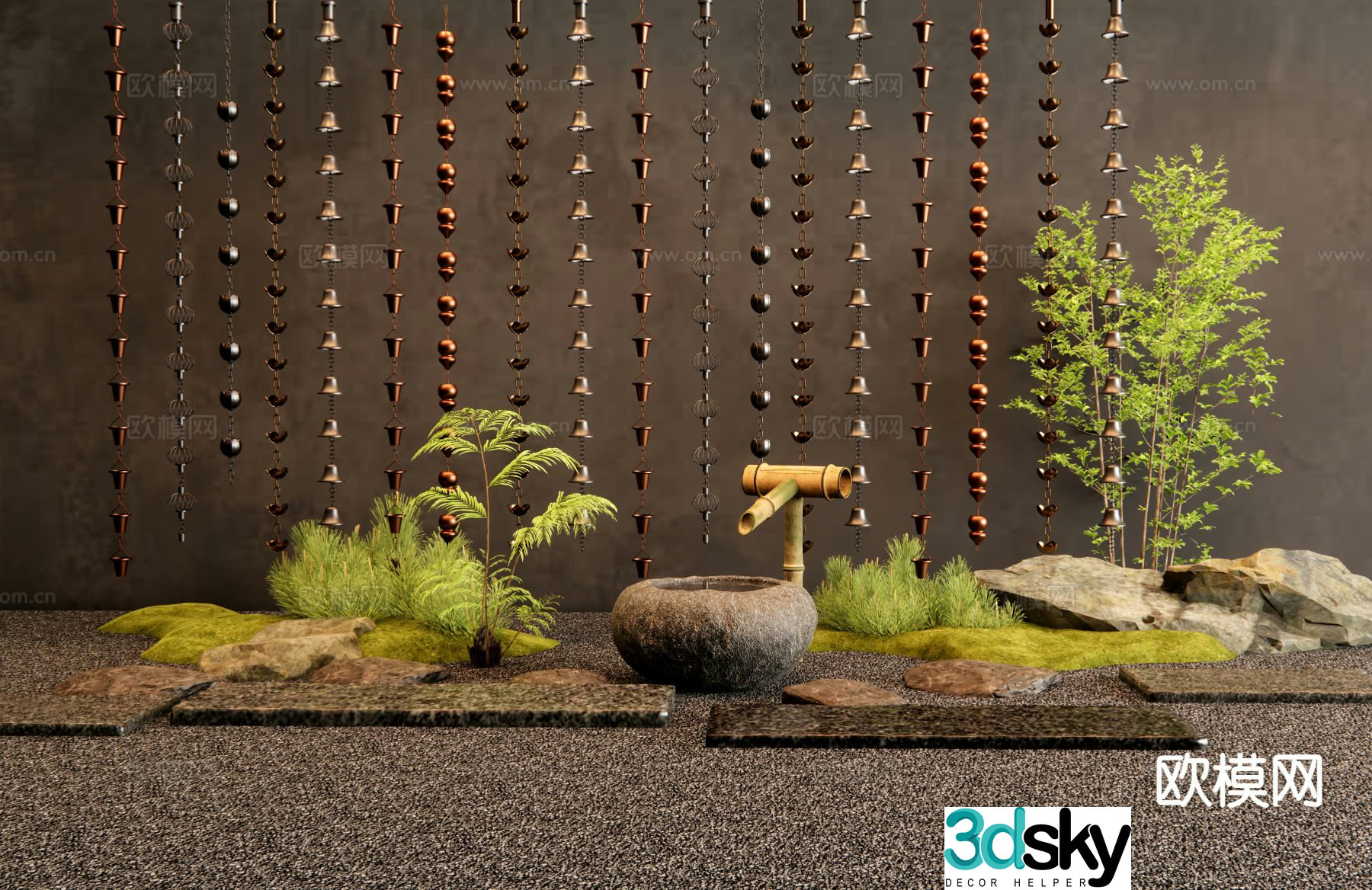 Rain chain dripping rain chain 3d model