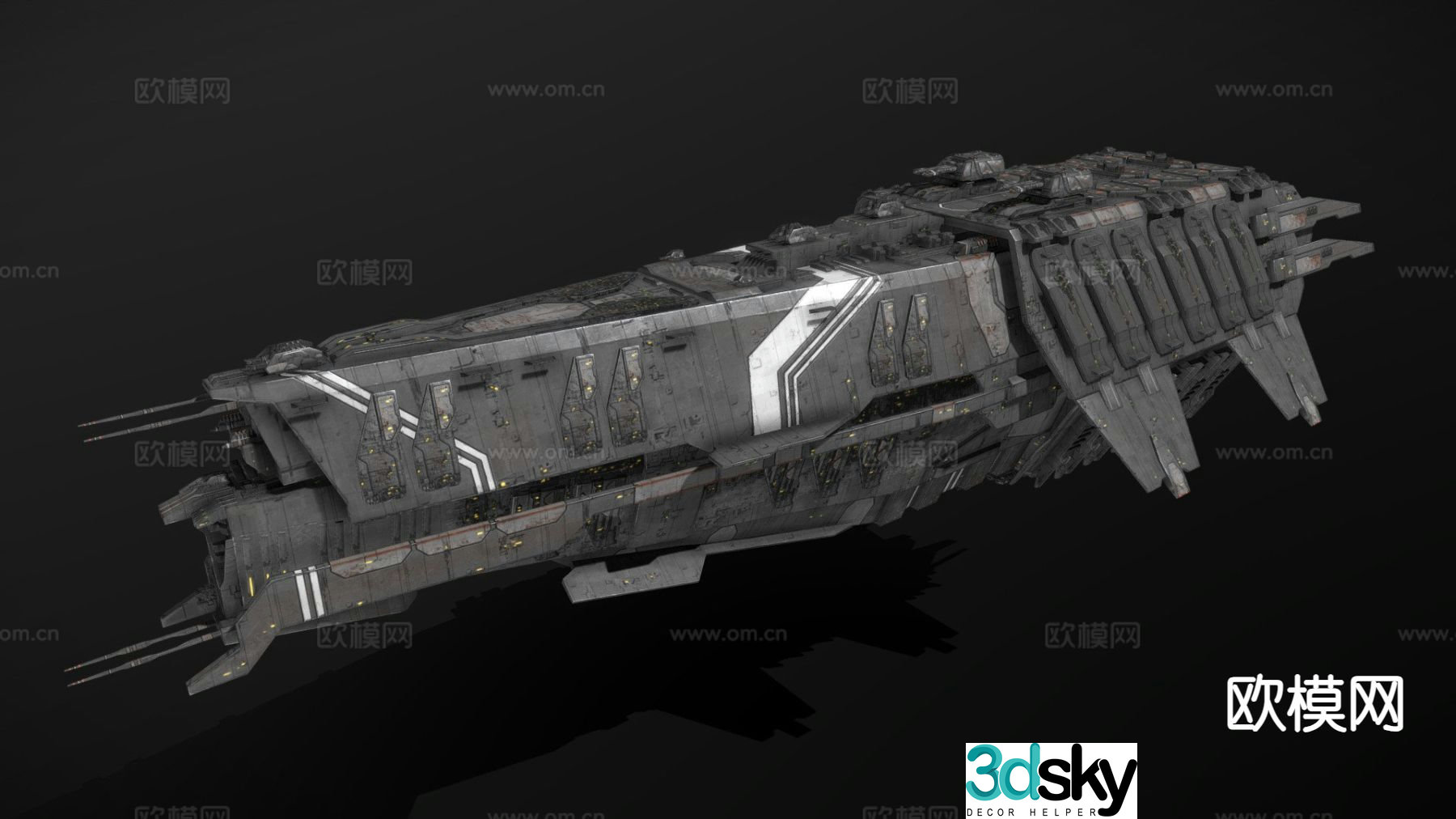 Ancestor Battleship Sci-Fi Aircraft Alien Battleship 3D Model