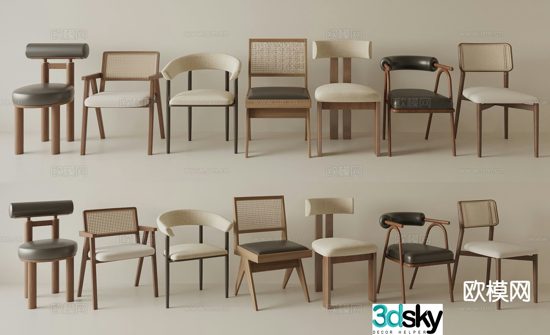 Medieval style dining chair single chair 3d model