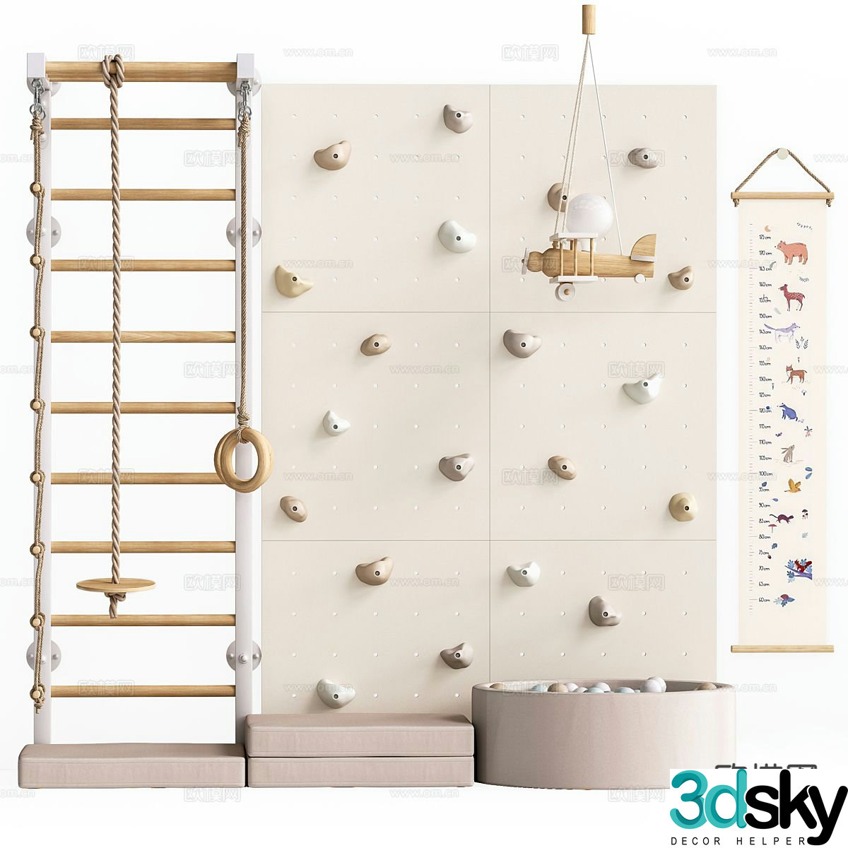 Amusement equipment climbing wall ocean pool 3d model