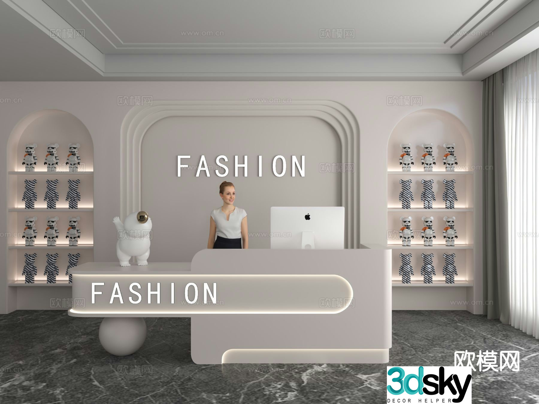 Modern front desk reception desk 3d model