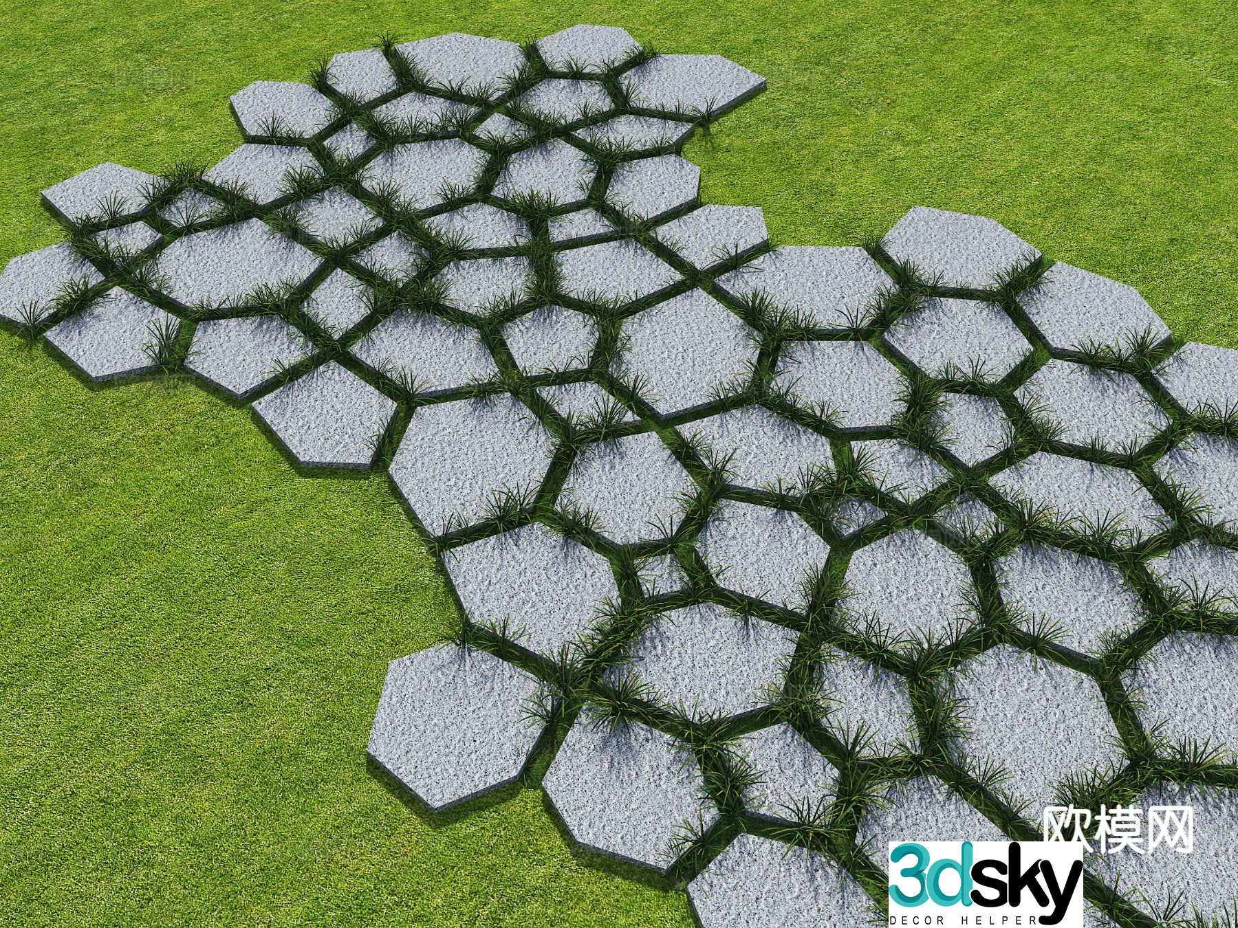 Bluestone Slab Broken Garden Road Tingbu 3D Model