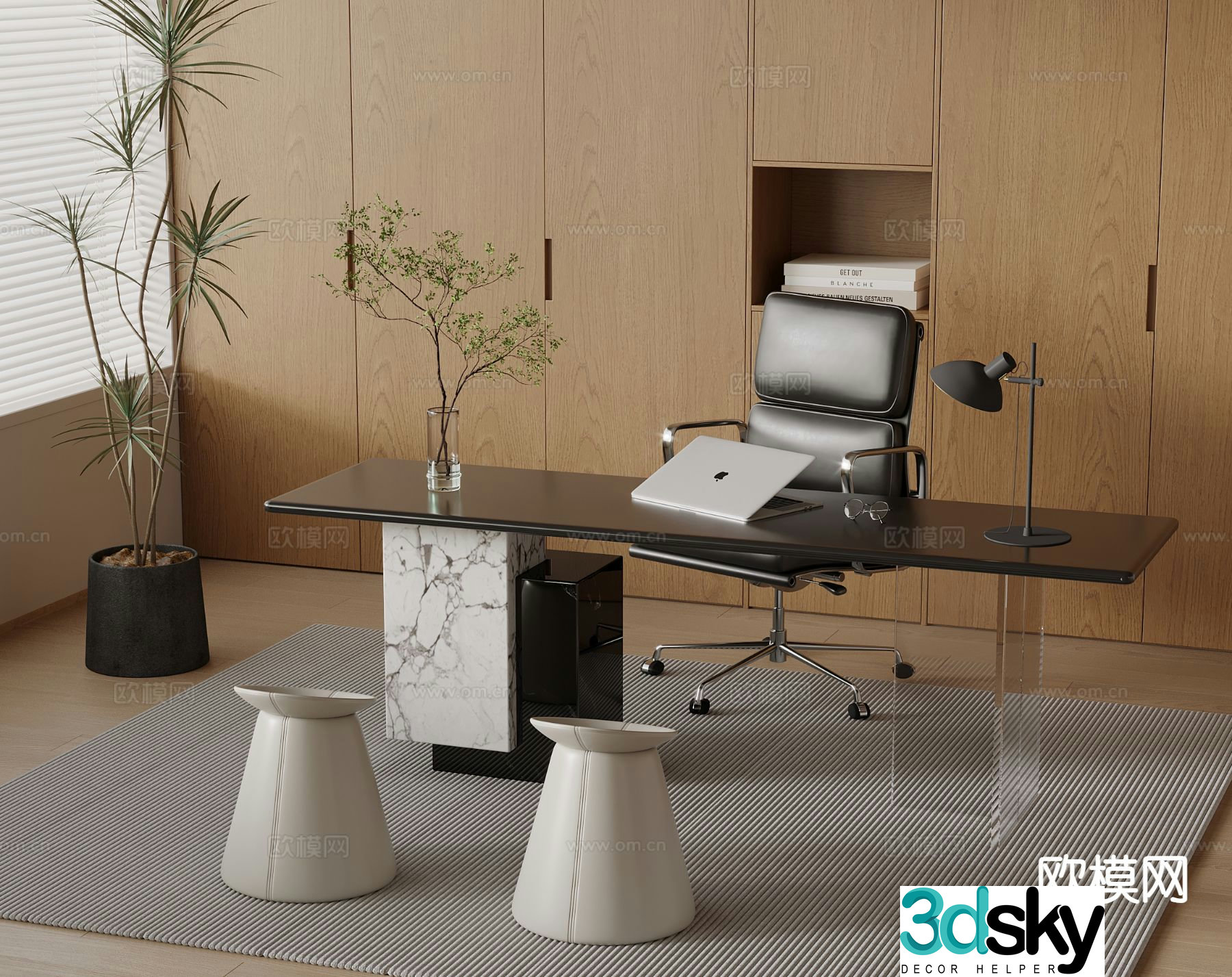 Modern office desk executive desk 3d model