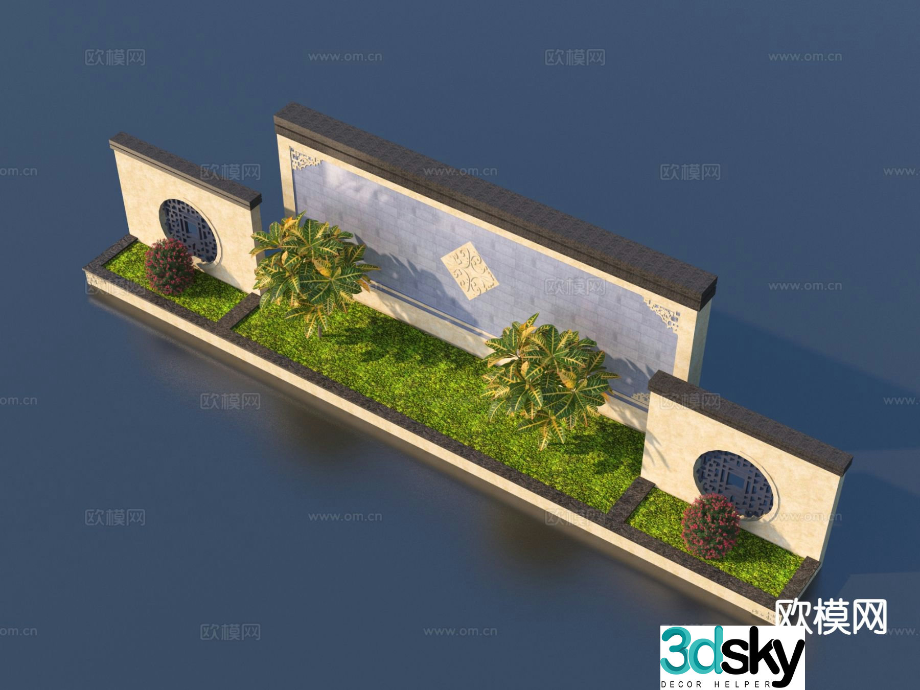 New Chinese style landscape wall courtyard landscape wall 3D model