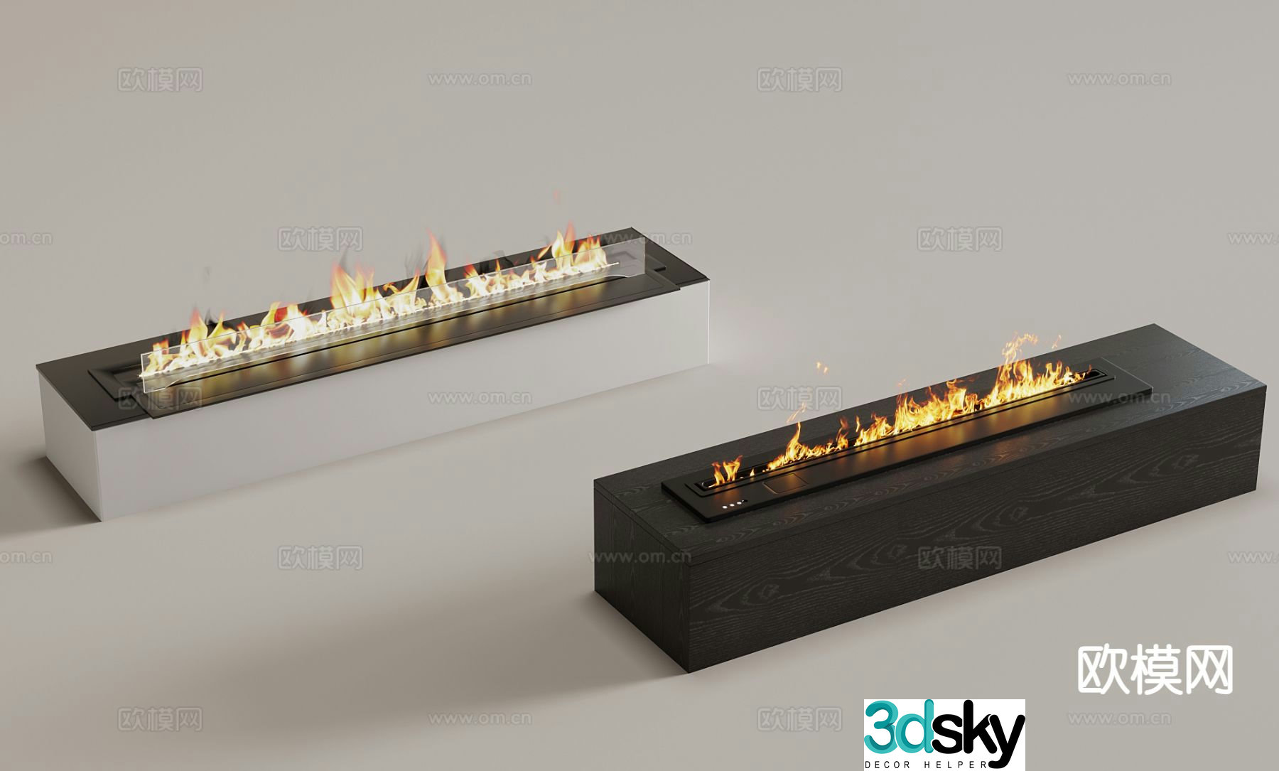 Recessed fireplace Flame 3d model