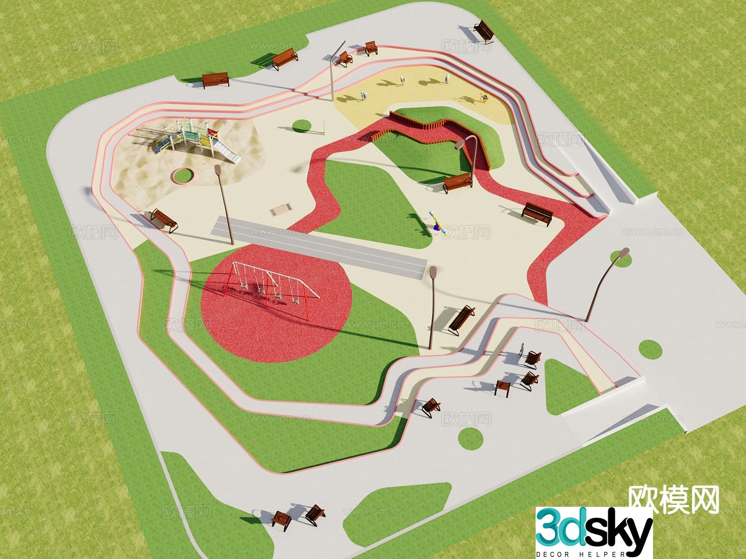 Children’s playground park landscape 3d model