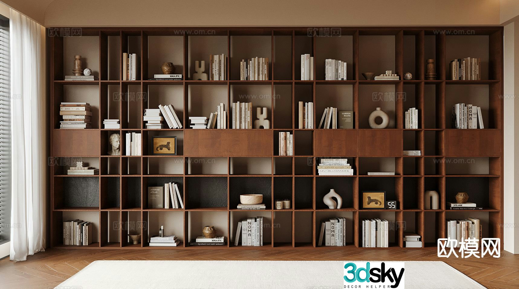 Medieval style bookcase bookshelf 3d model