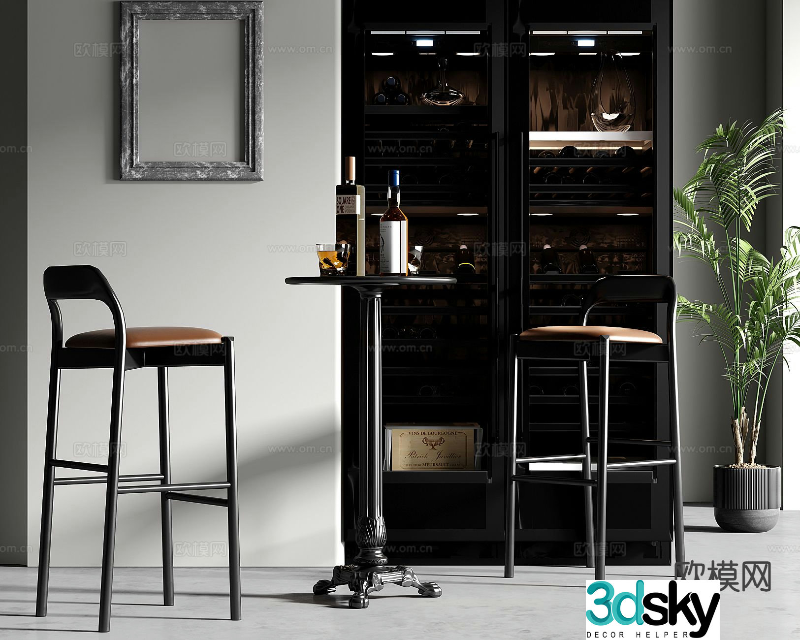 Light luxury bar chair 3D model