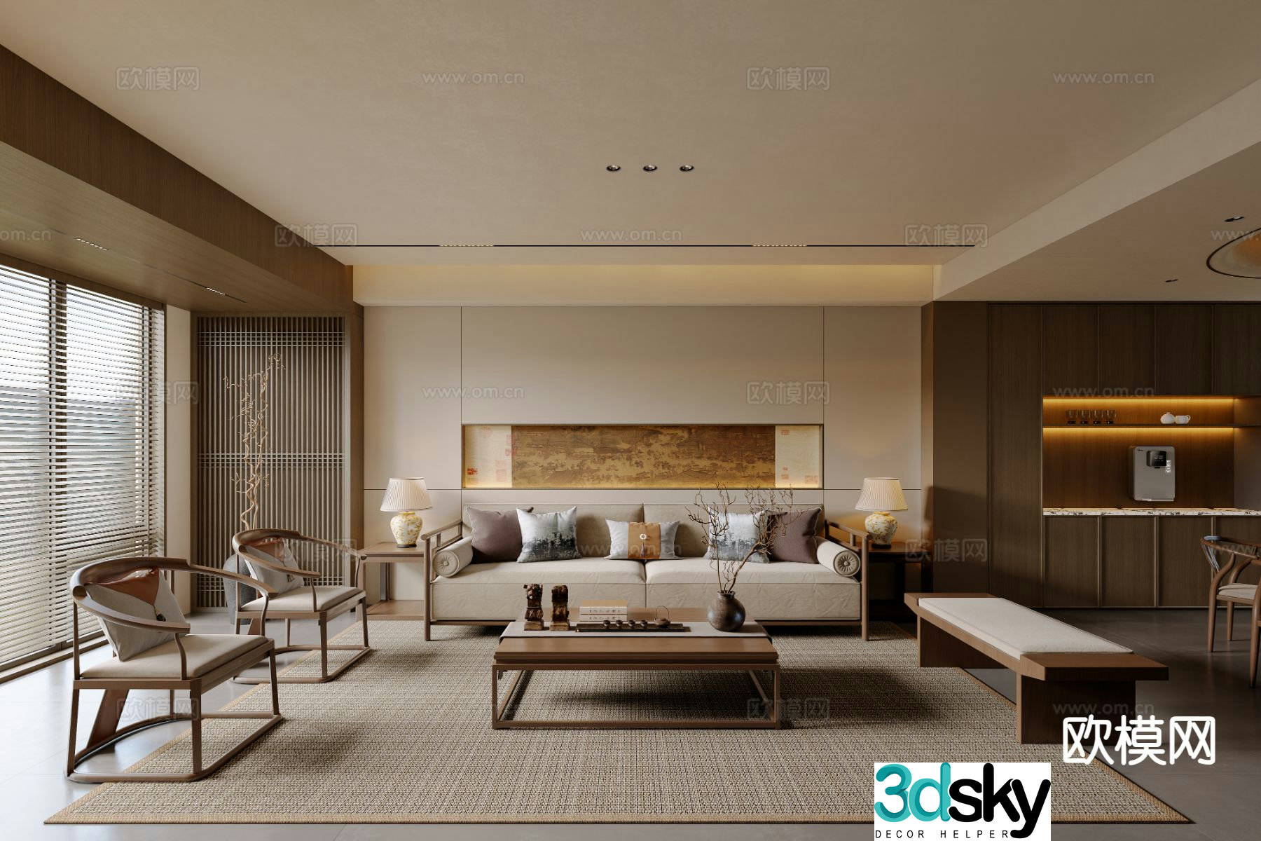 Song’s aesthetics New Chinese style living and dining room 3D model