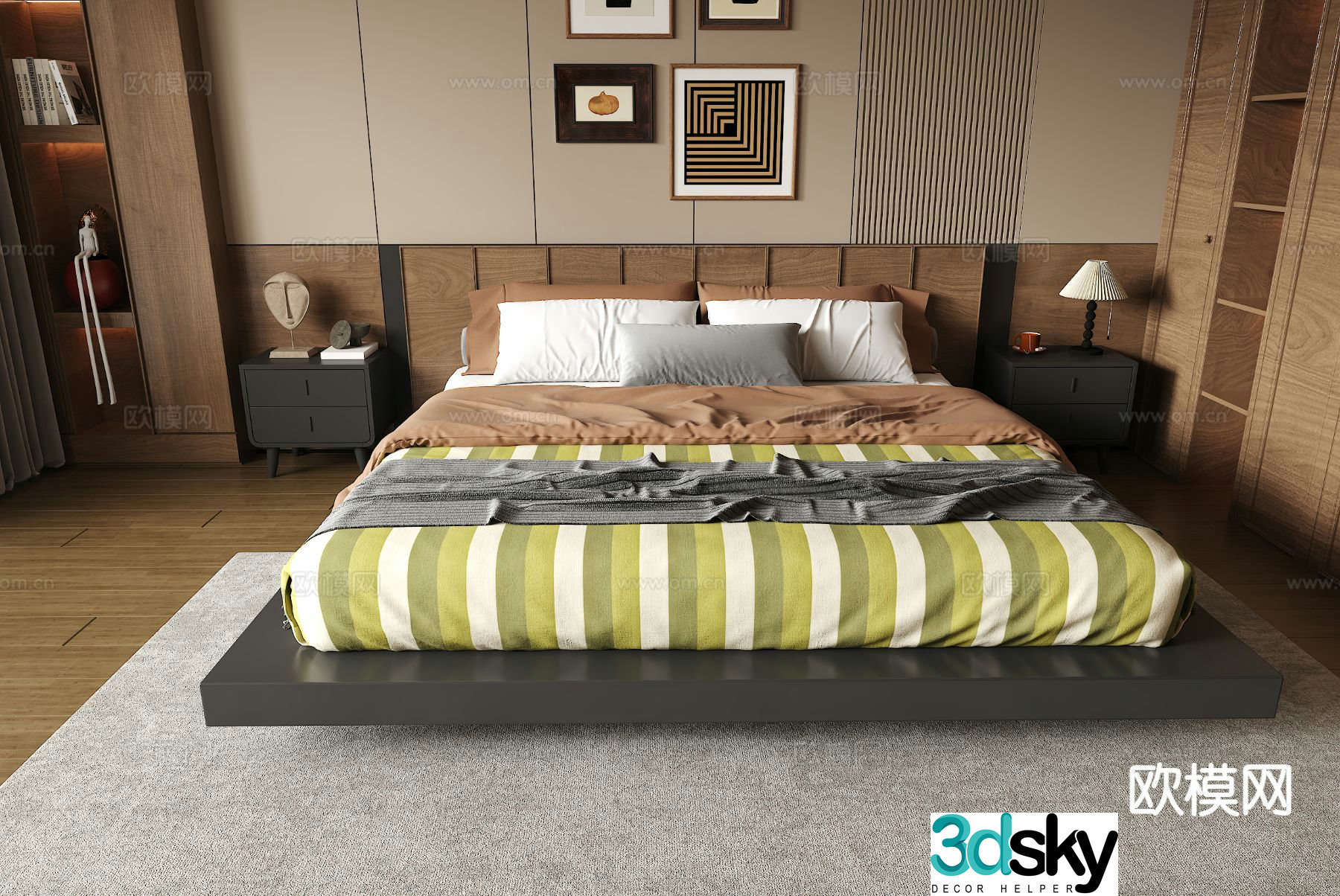 Medieval style double bed 3d model