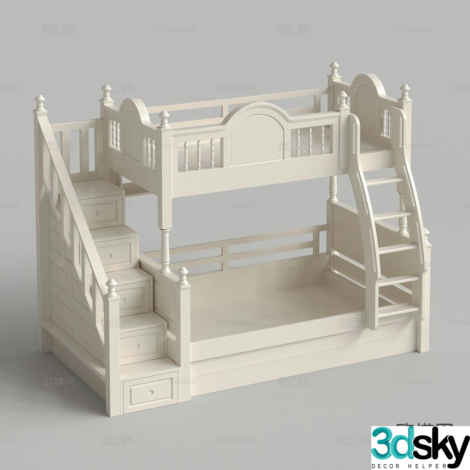 French children’s bed bunk bed 3d model