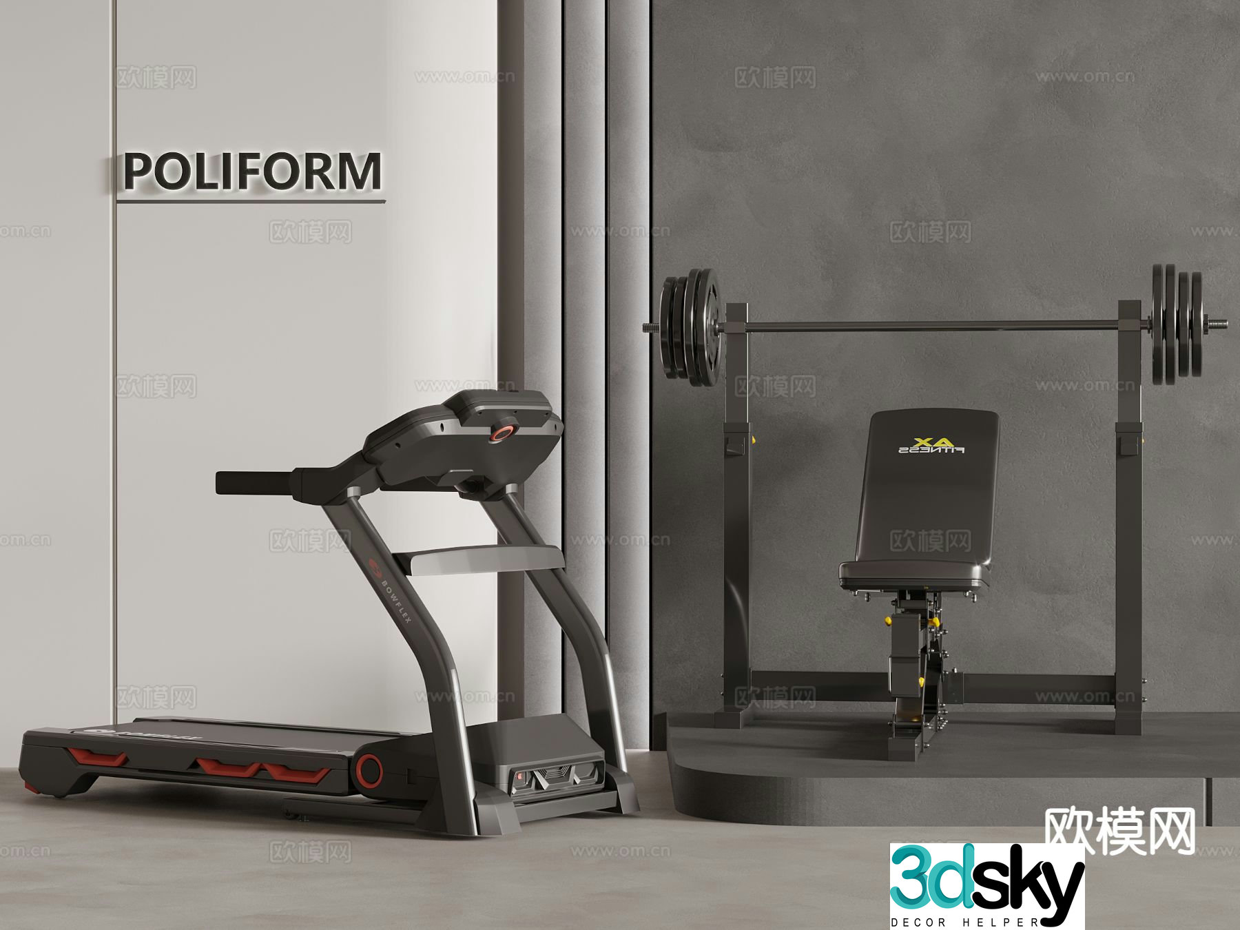 Fitness equipment treadmill 3d model