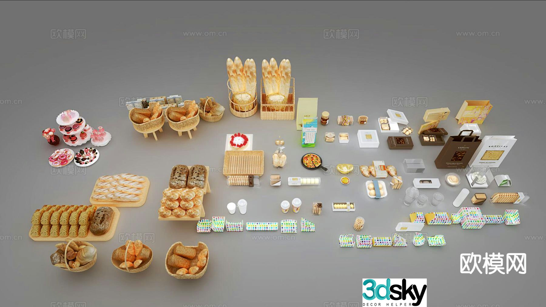 Pastry Bread Cake Tote Bag 3D Model