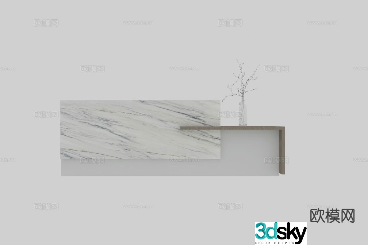 Modern front desk reception desk 3d model
