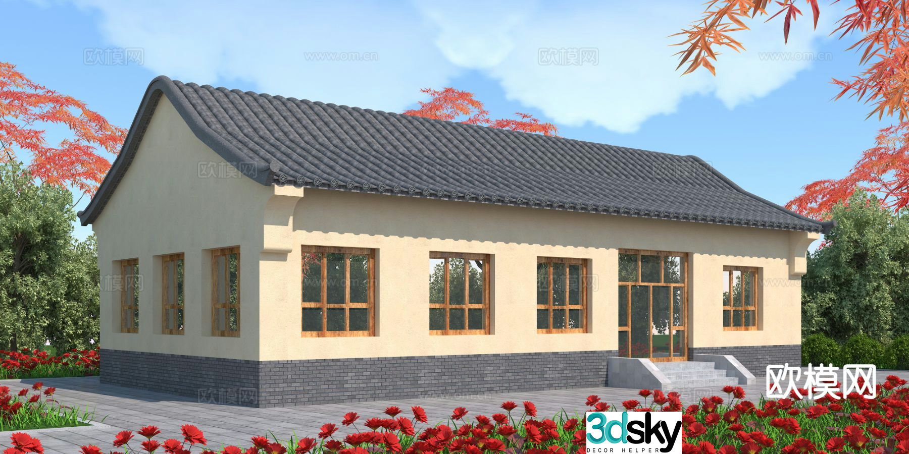 New Chinese-style station appearance 3D model