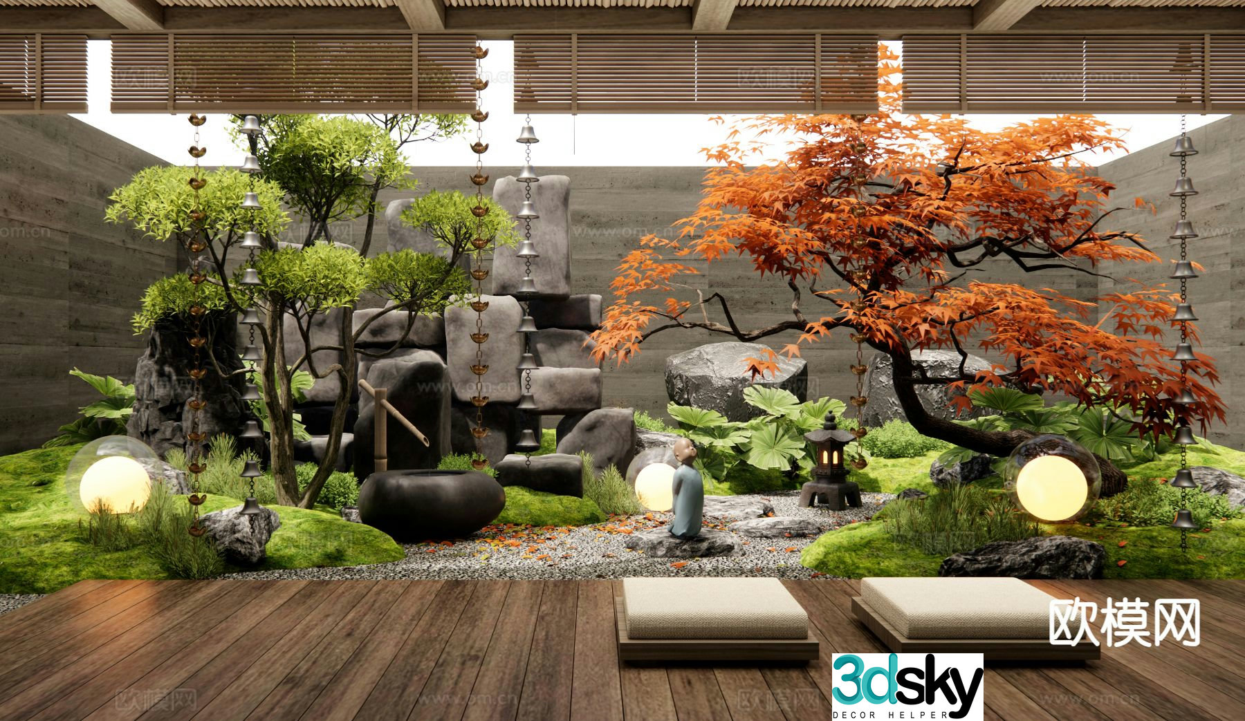 Courtyard landscape garden 3d model
