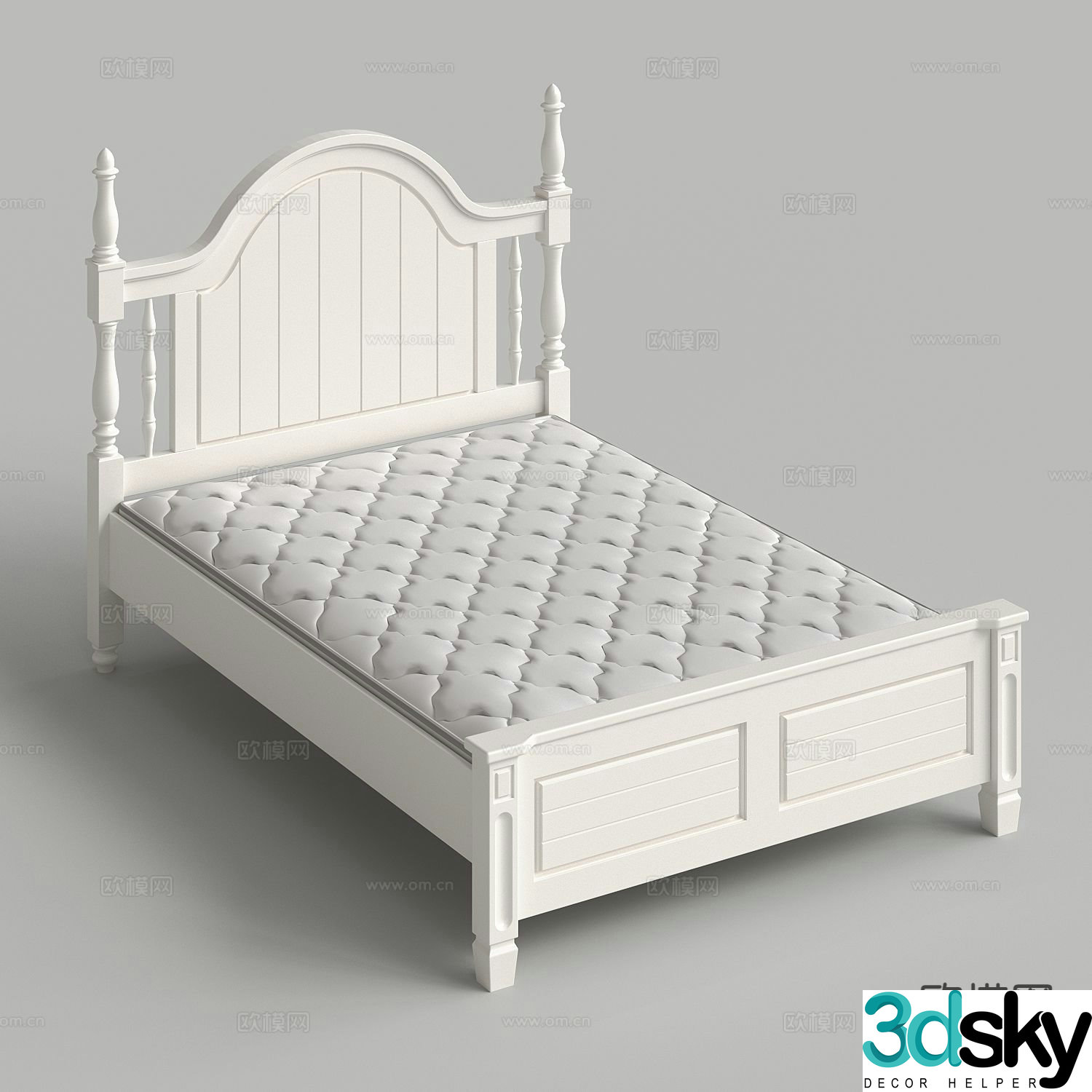 French single bed 3d model