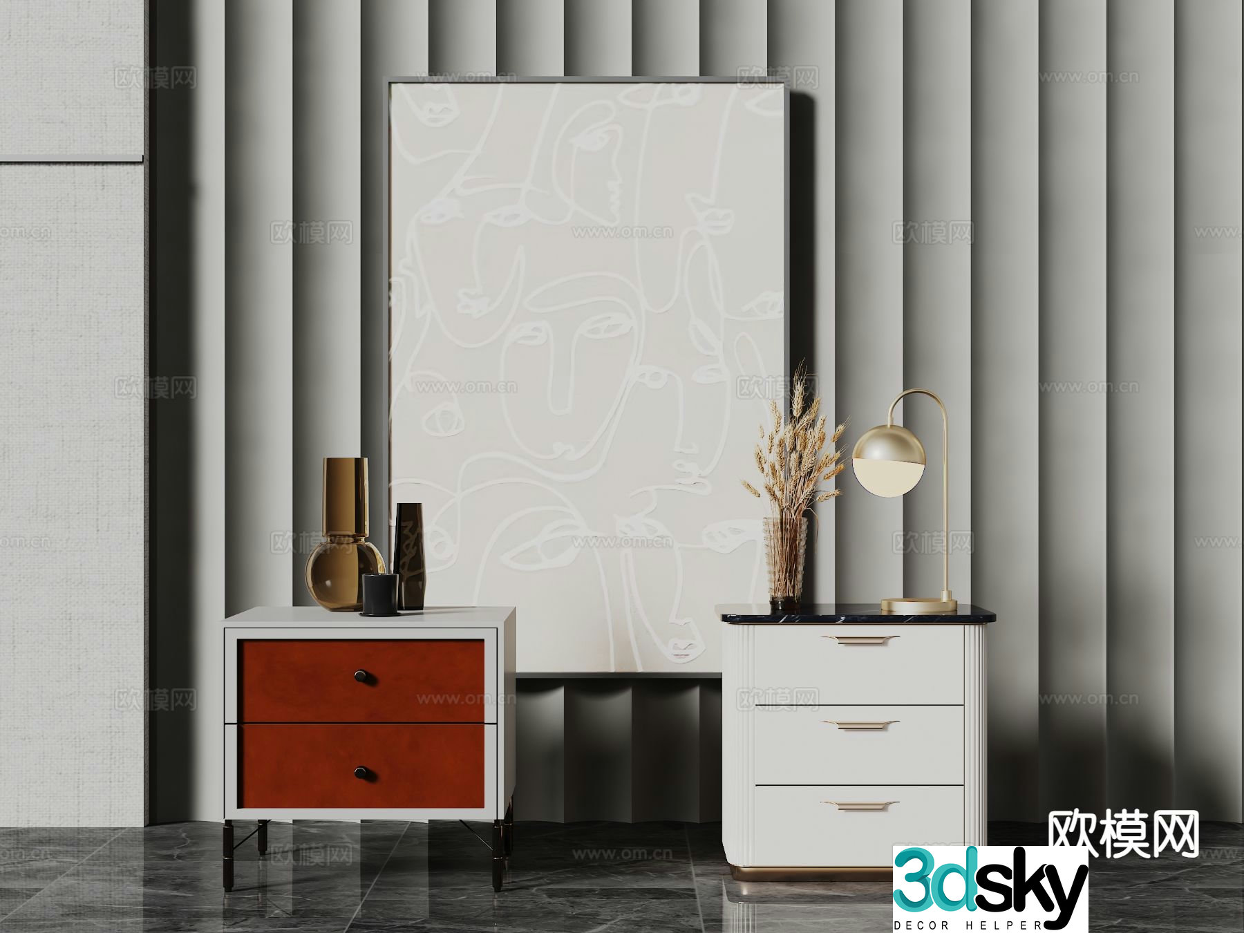 Modern bedside table 3d model