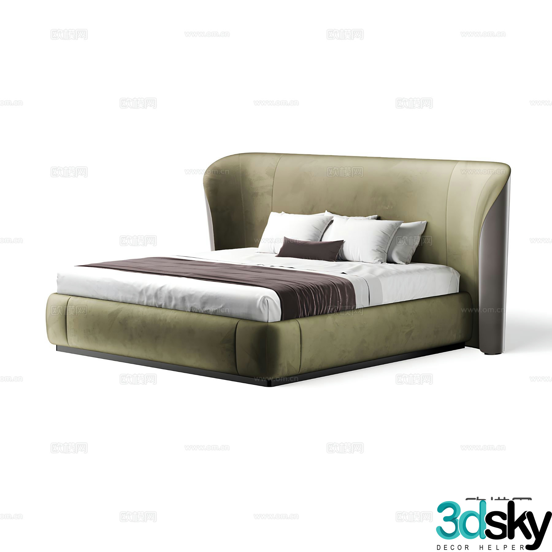 Italian double bed 3d model