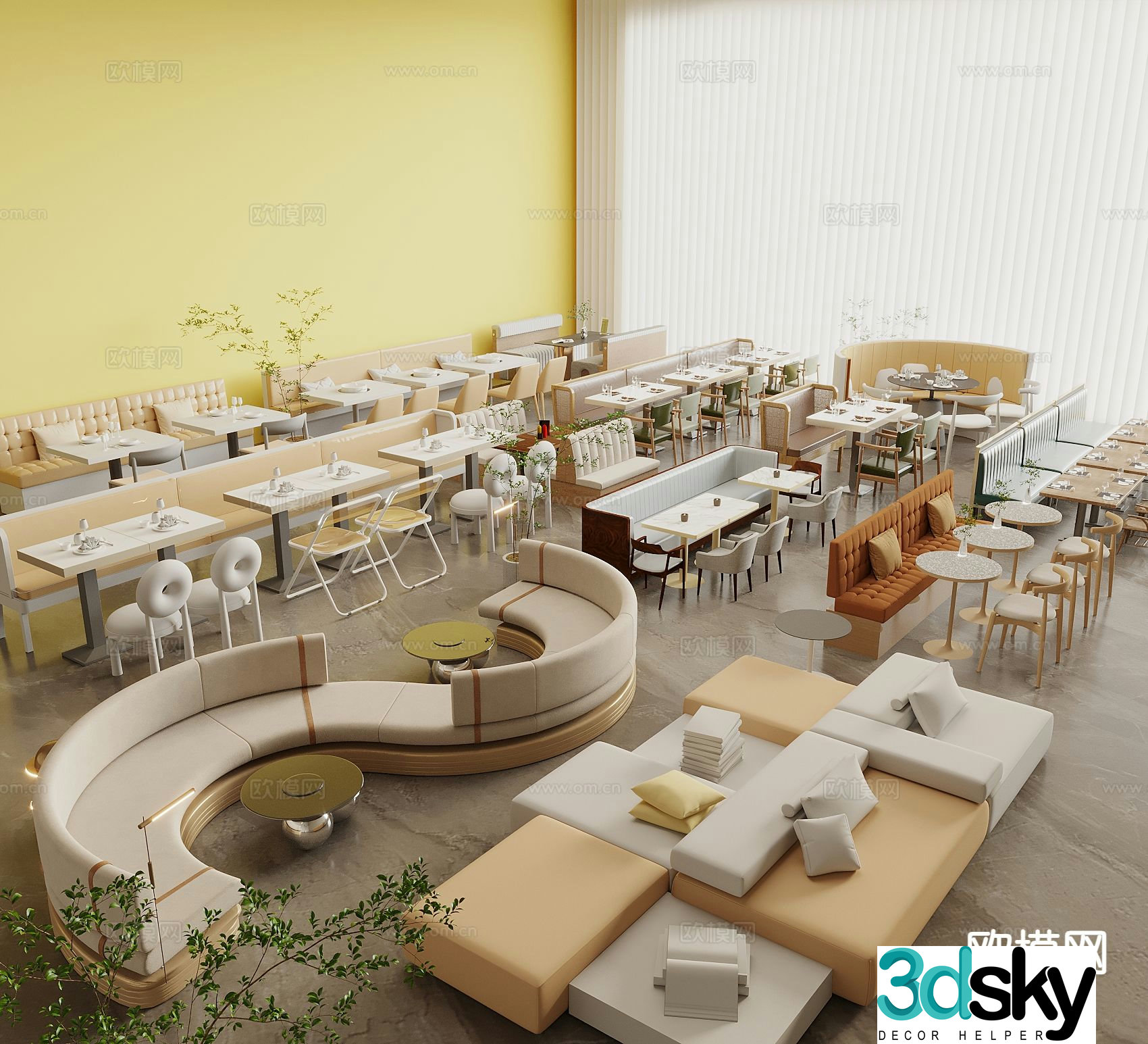 Modern restaurant booth 3d model