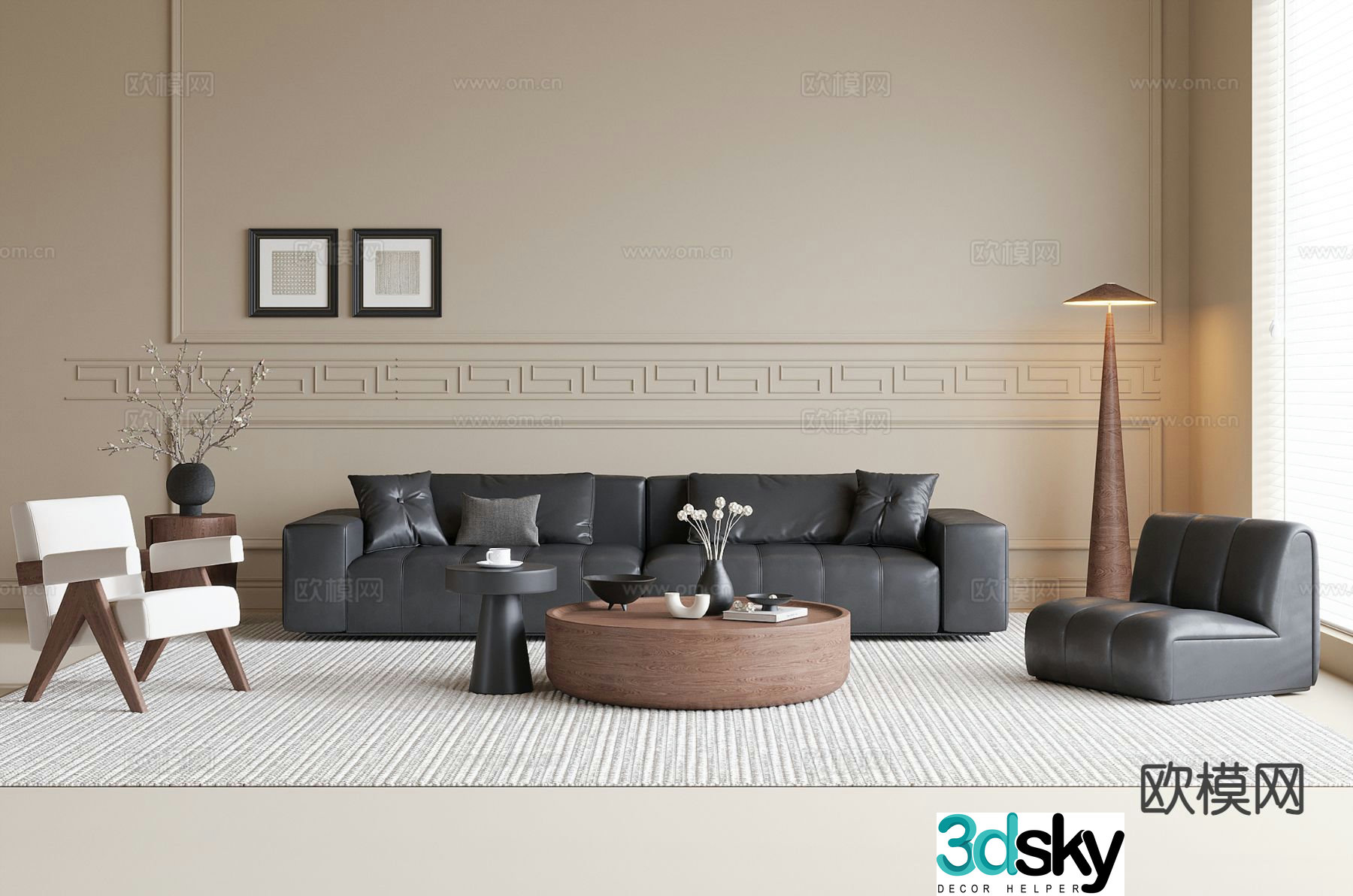 Medieval style modular sofa 3D model