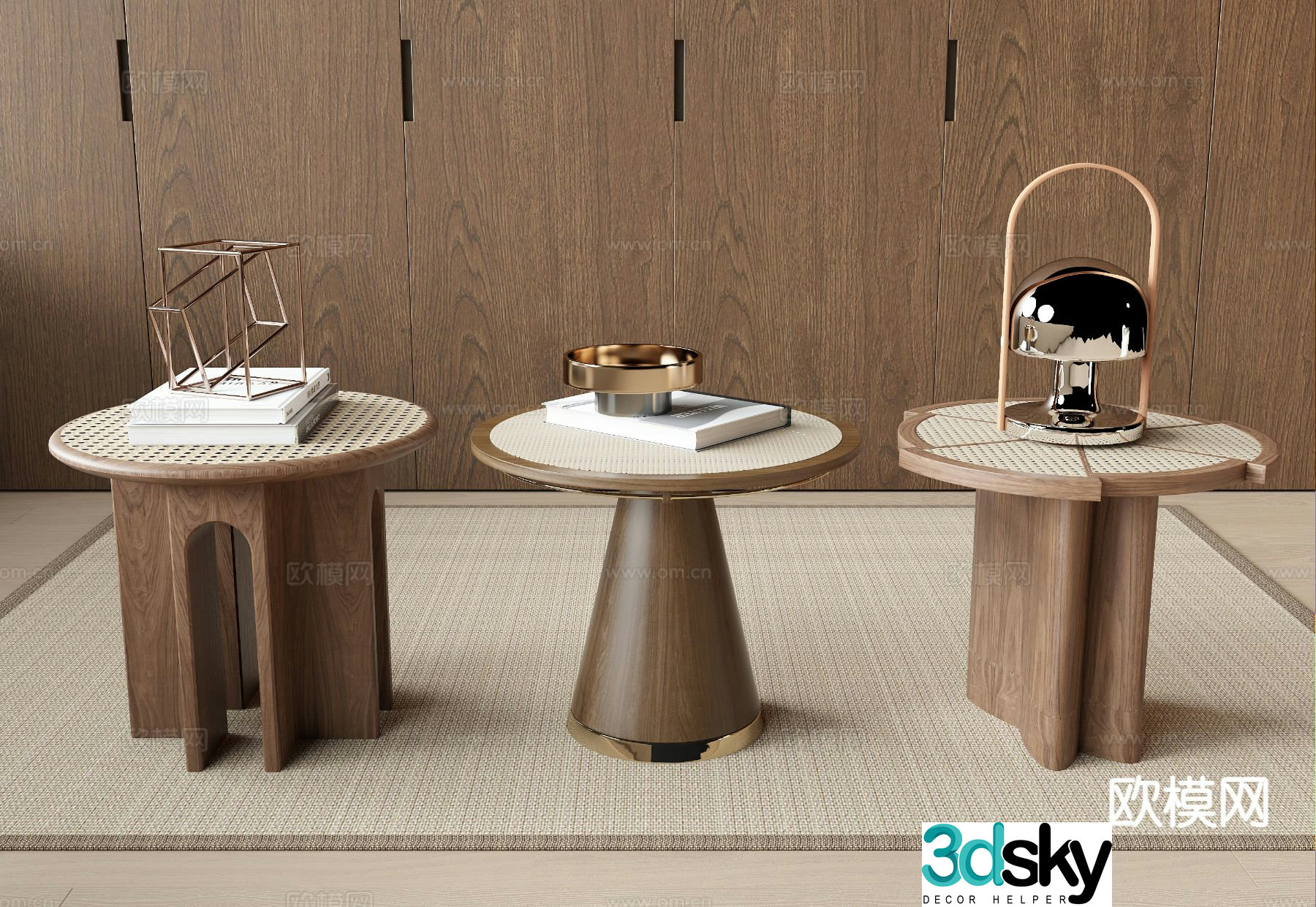 Middle-aged round table side table angle table 3D model