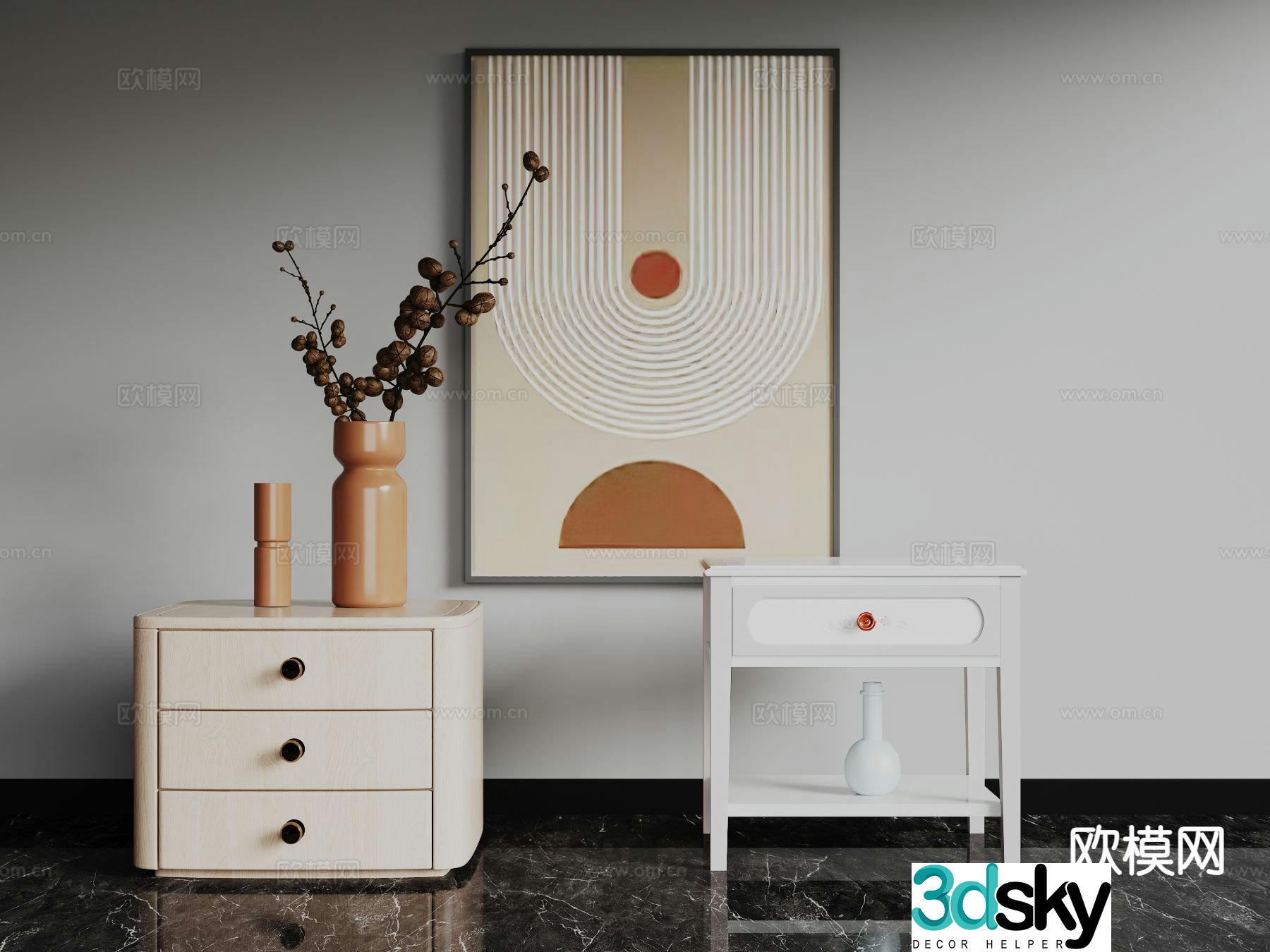 Modern bedside table 3d model