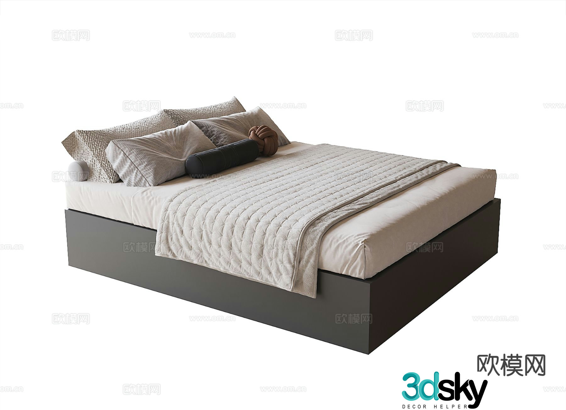 Modern double bed 3d model