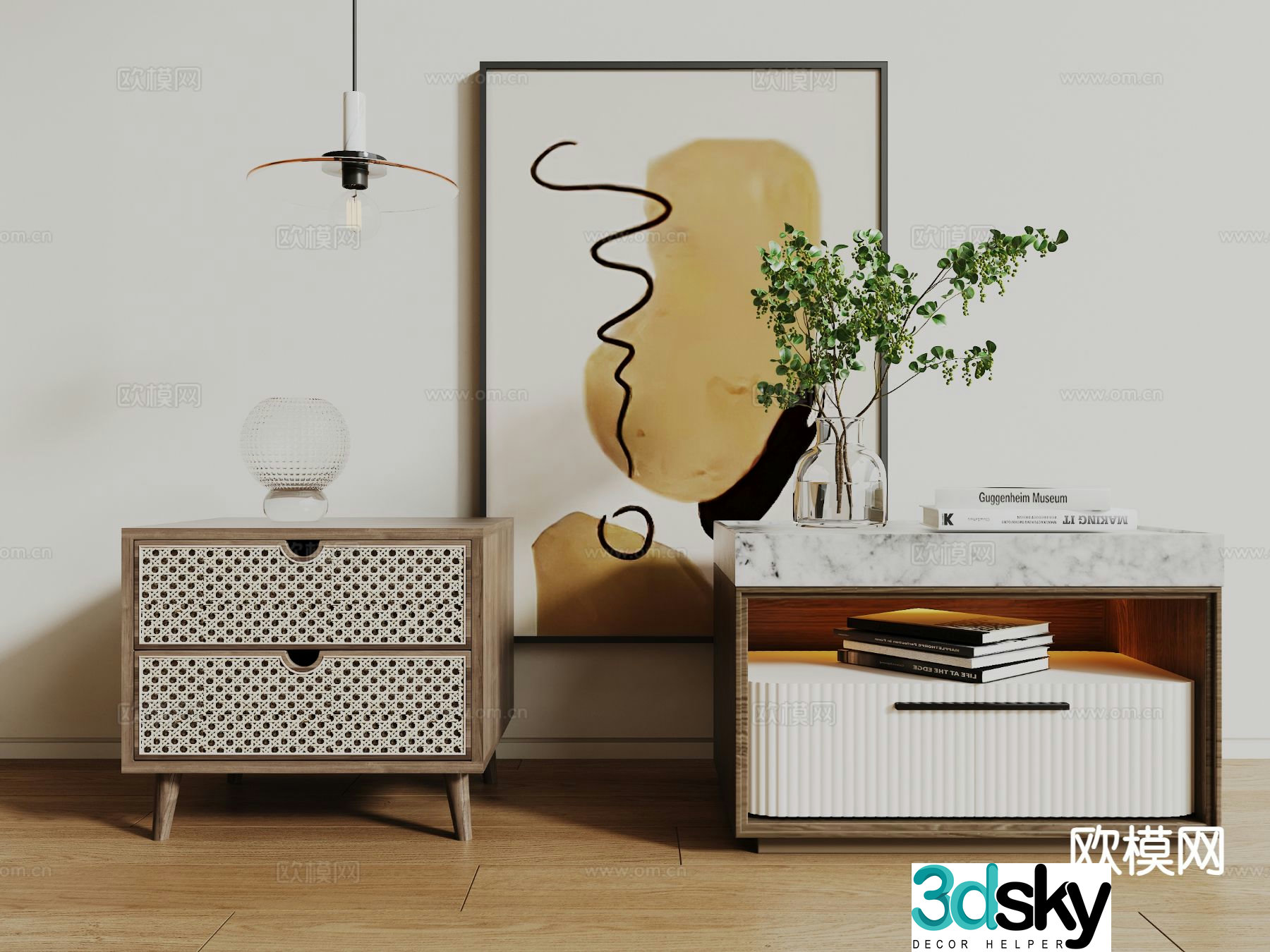Modern bedside table 3d model