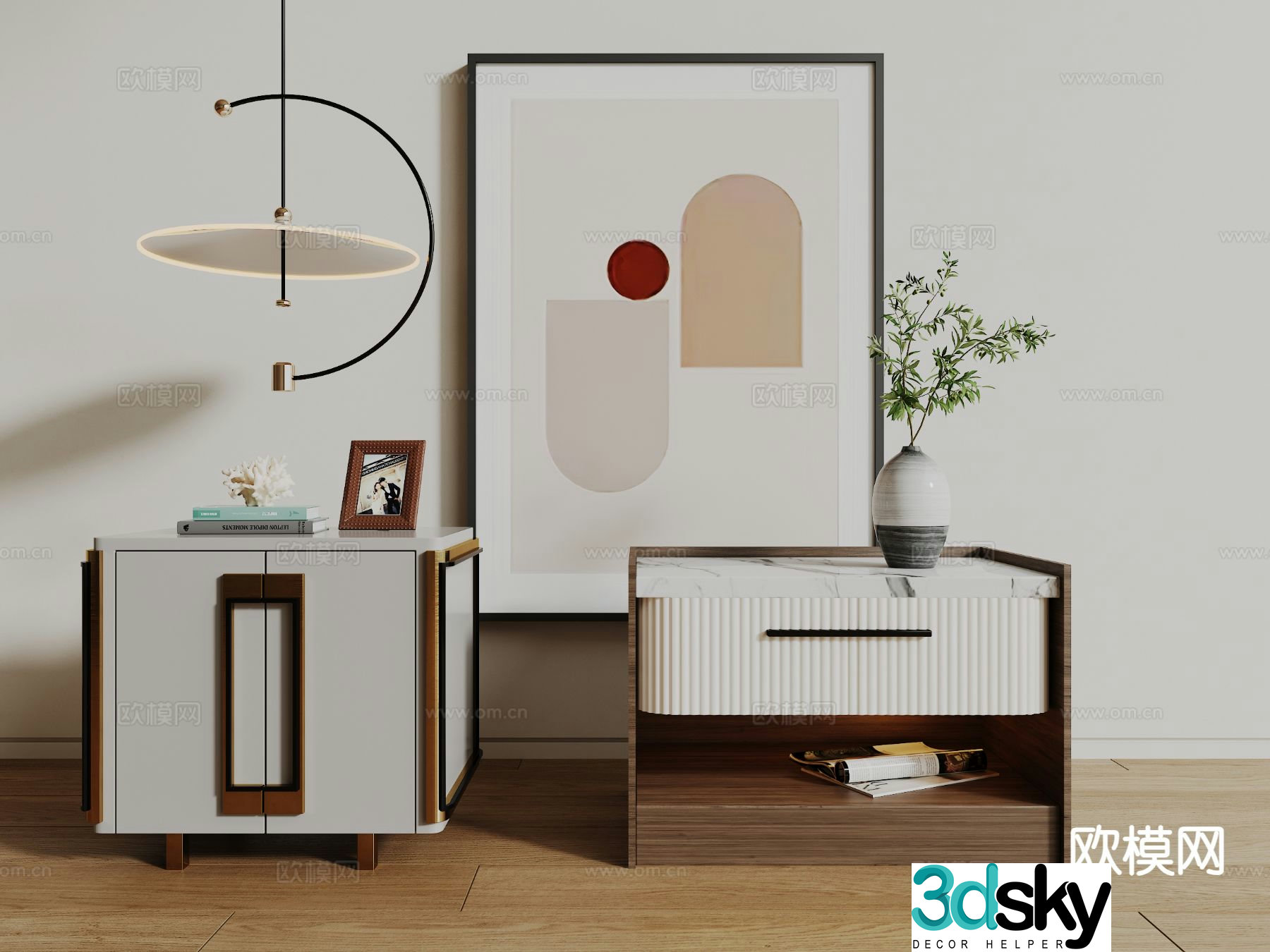 Modern bedside table 3d model